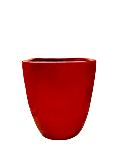 Bright Red Modern Tapered Square Planter | Ten Thousand Pots