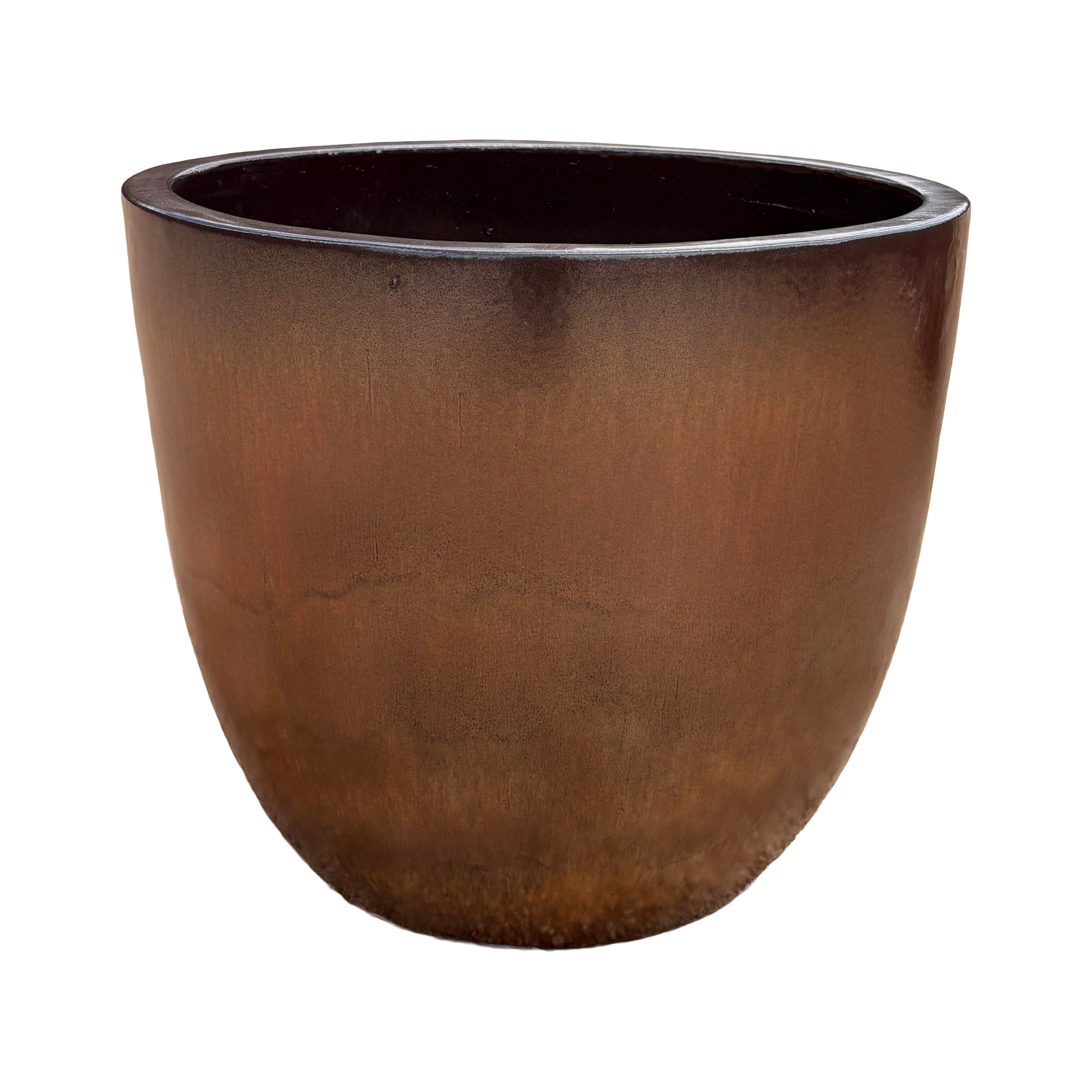 Oxide tapered round ceramic planter featuring a smooth tapered silhouette and glazed finish.