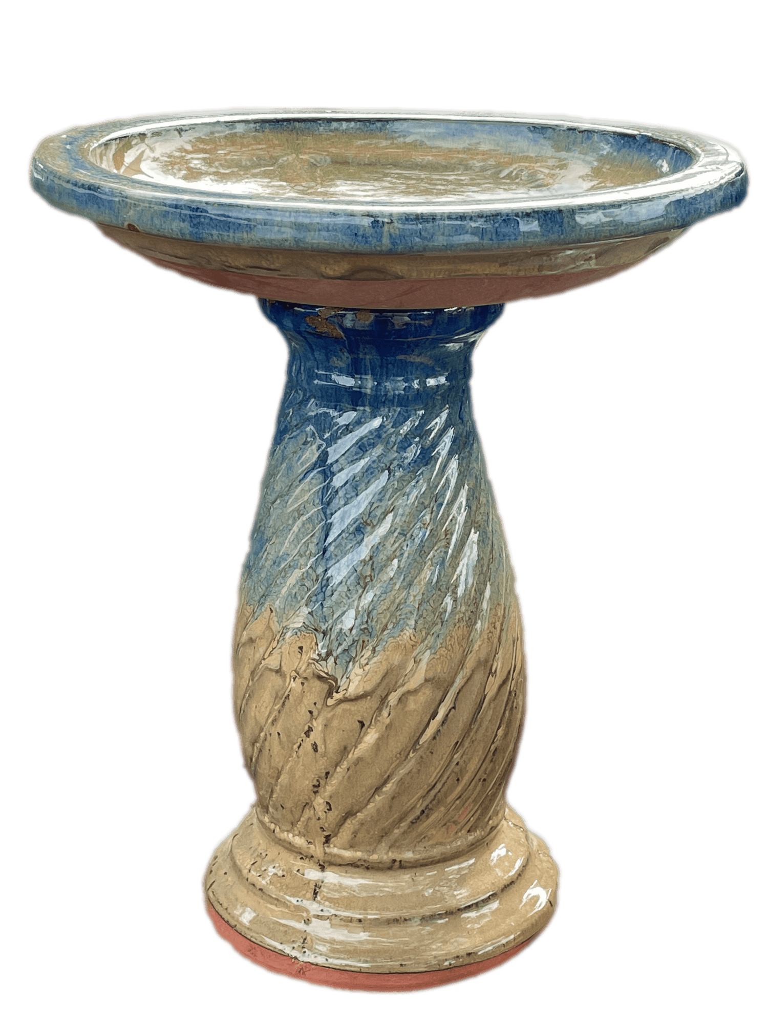 Small ornate ceramic bird bath for garden use