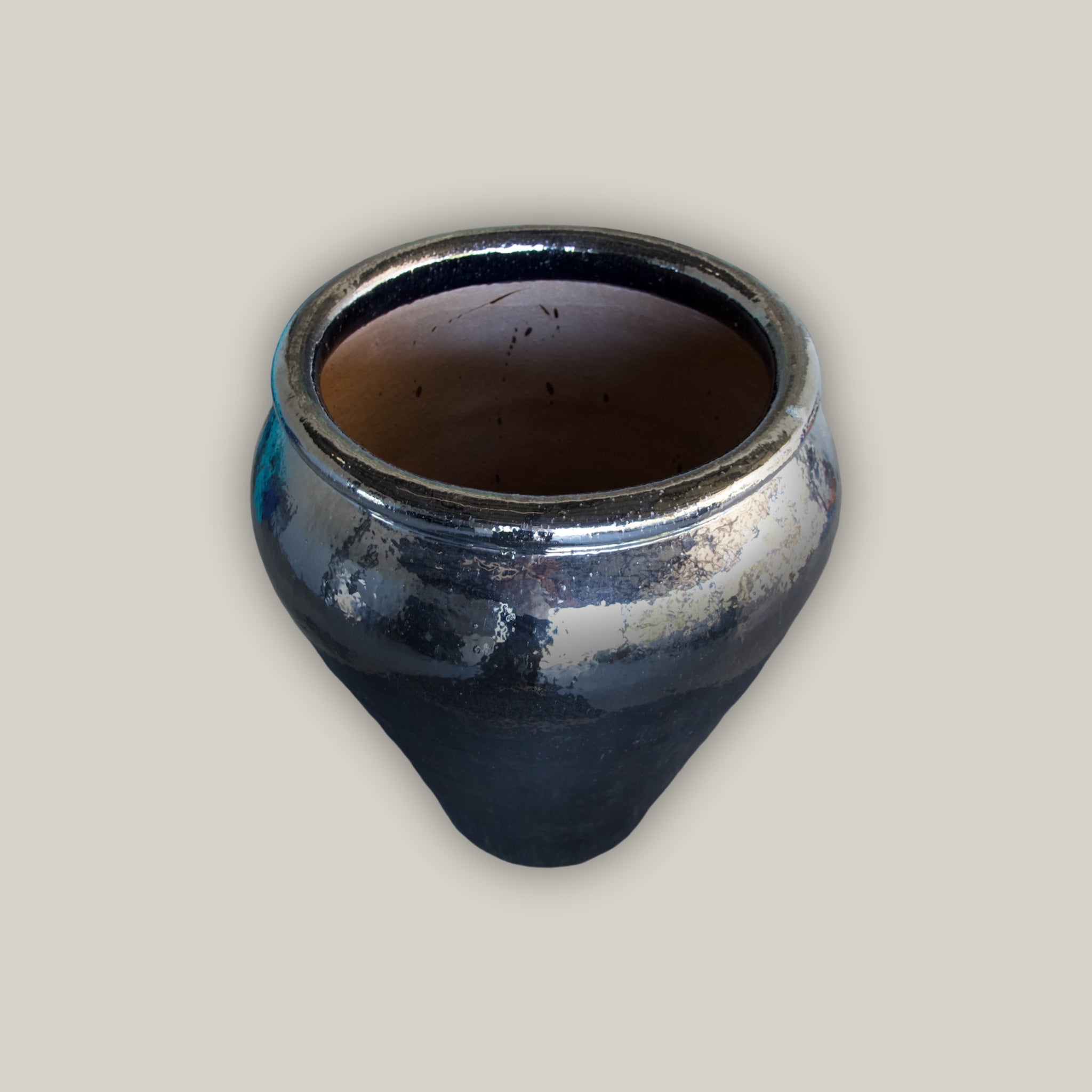 1-3100BLFS - Black Palace Extra Large High-Fired Ceramic Planter Pots – Indoor/Outdoor Use – FREE SHIPPING