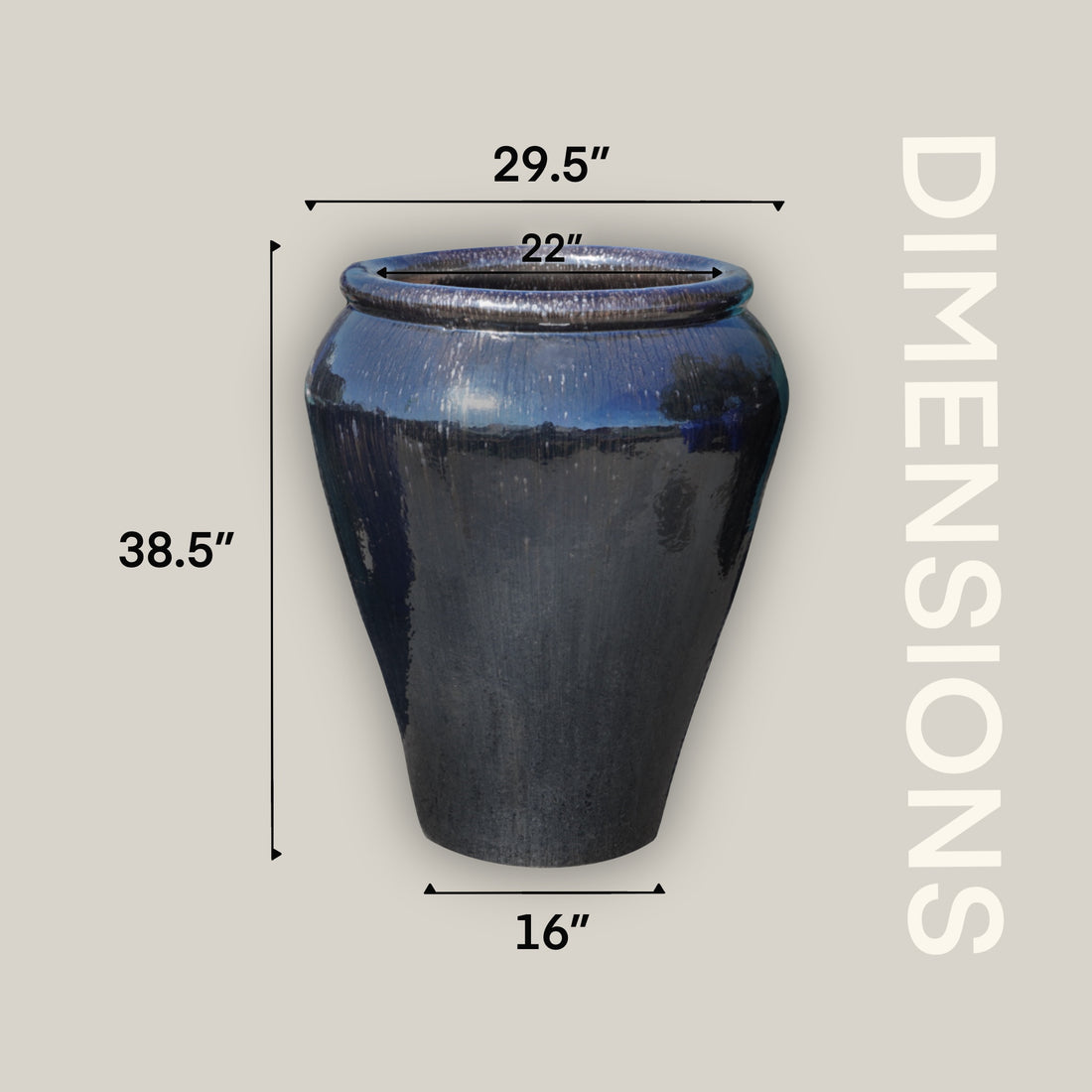 Extra large black ceramic plant pot