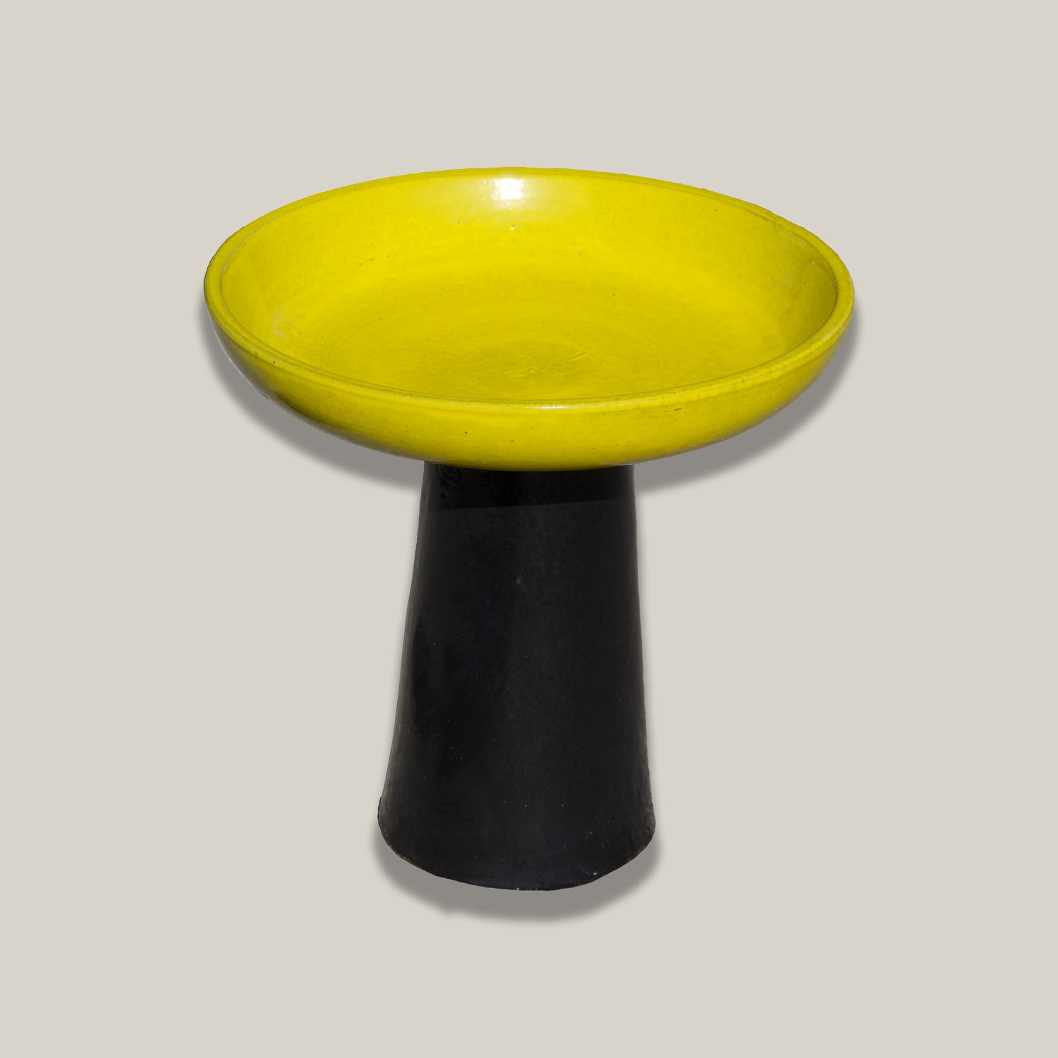 3106L38 - Ceramic Bird Bath - Atomic Yellow Top and Black Stand