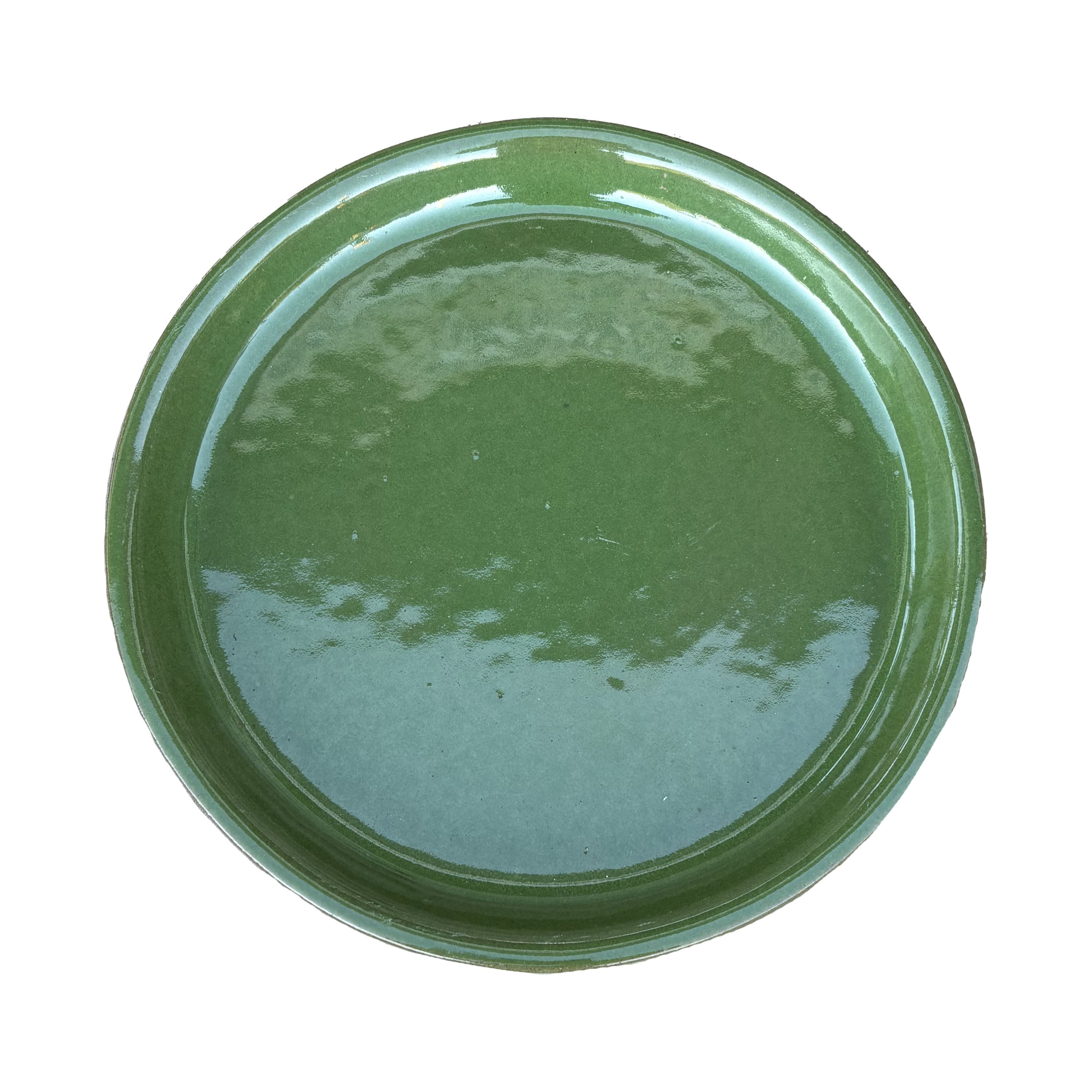 Round Atomic Green Ceramic Clay Plant Saucer