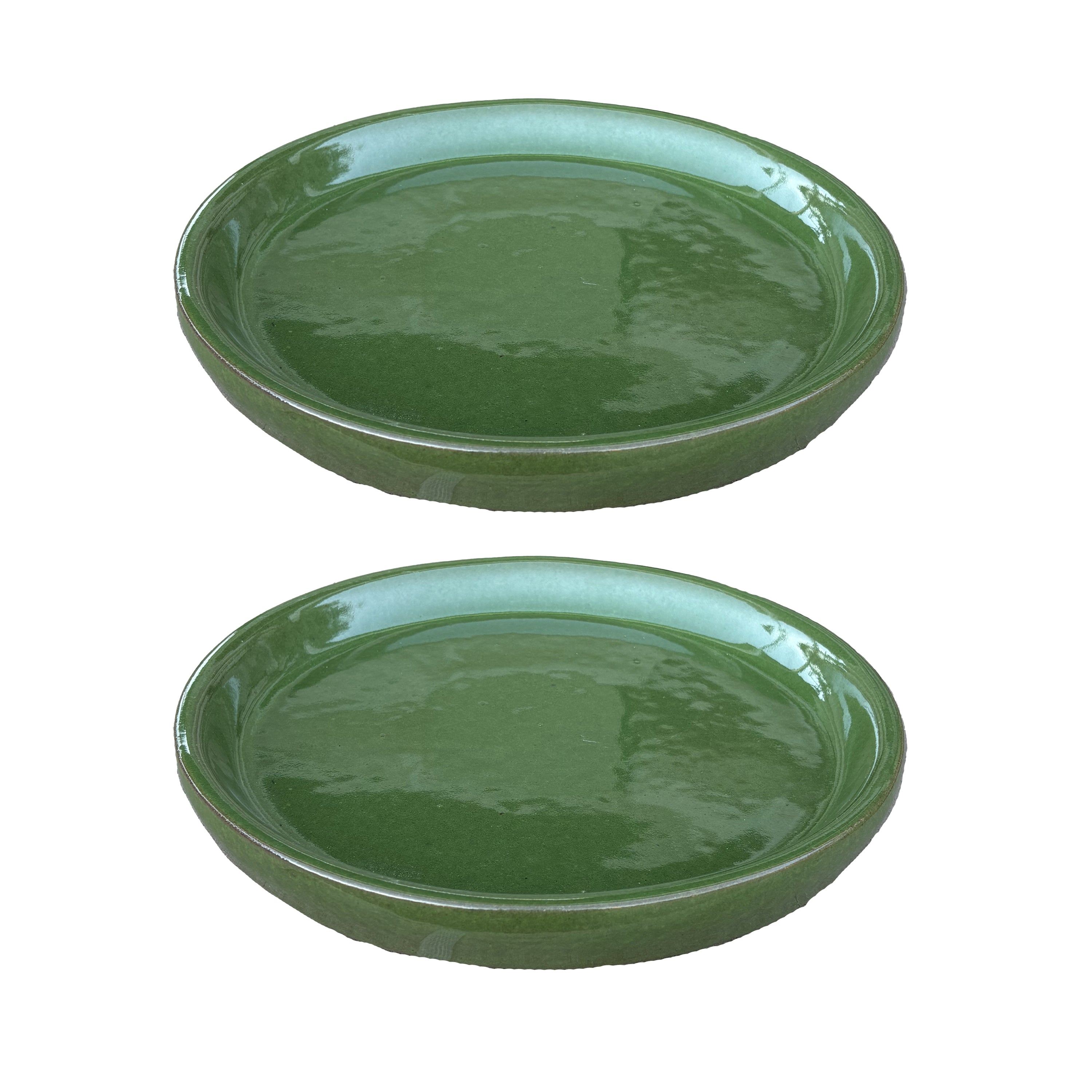 Round Atomic Green Ceramic Clay Plant Saucer