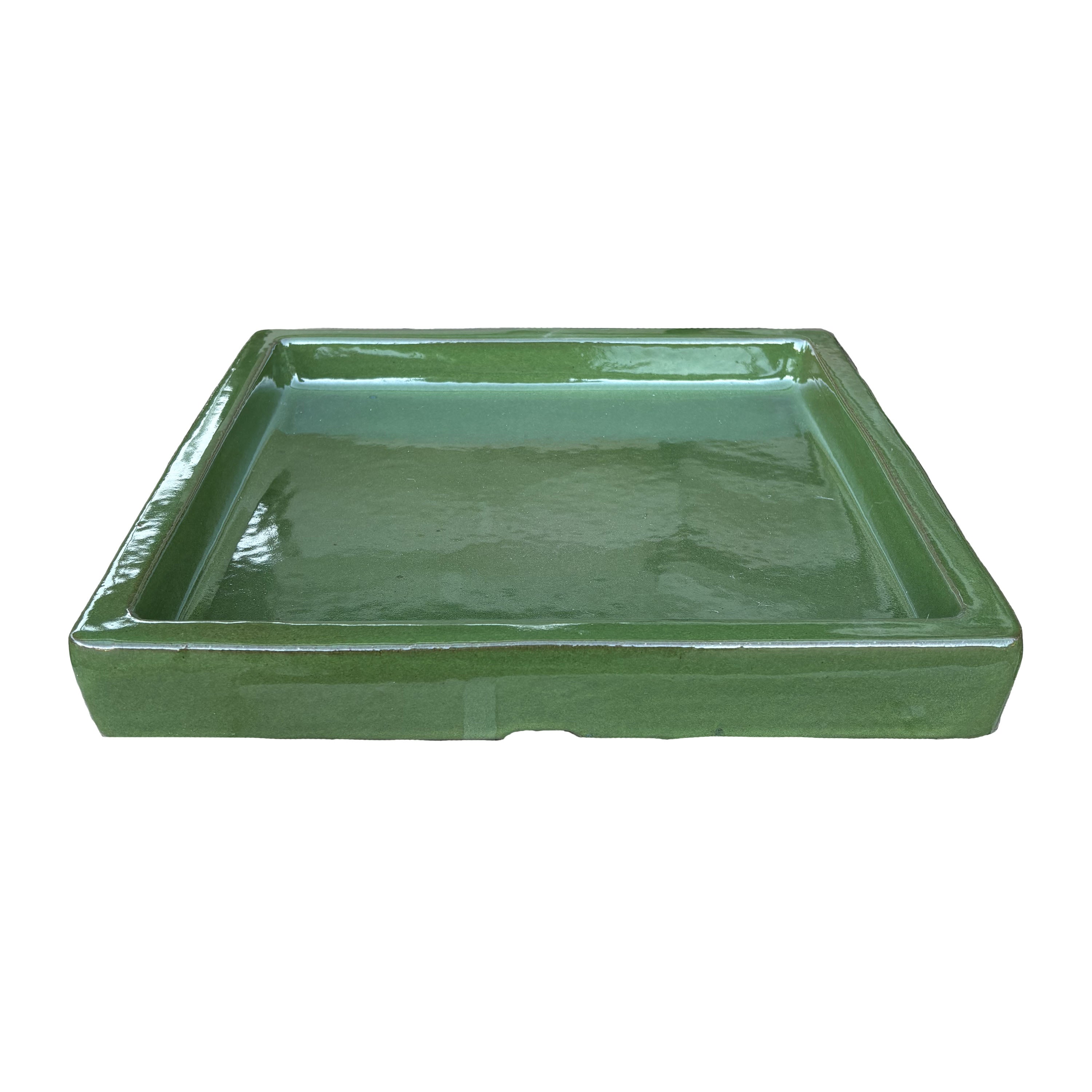 Square Atomic Green Ceramic Clay Plant Saucer