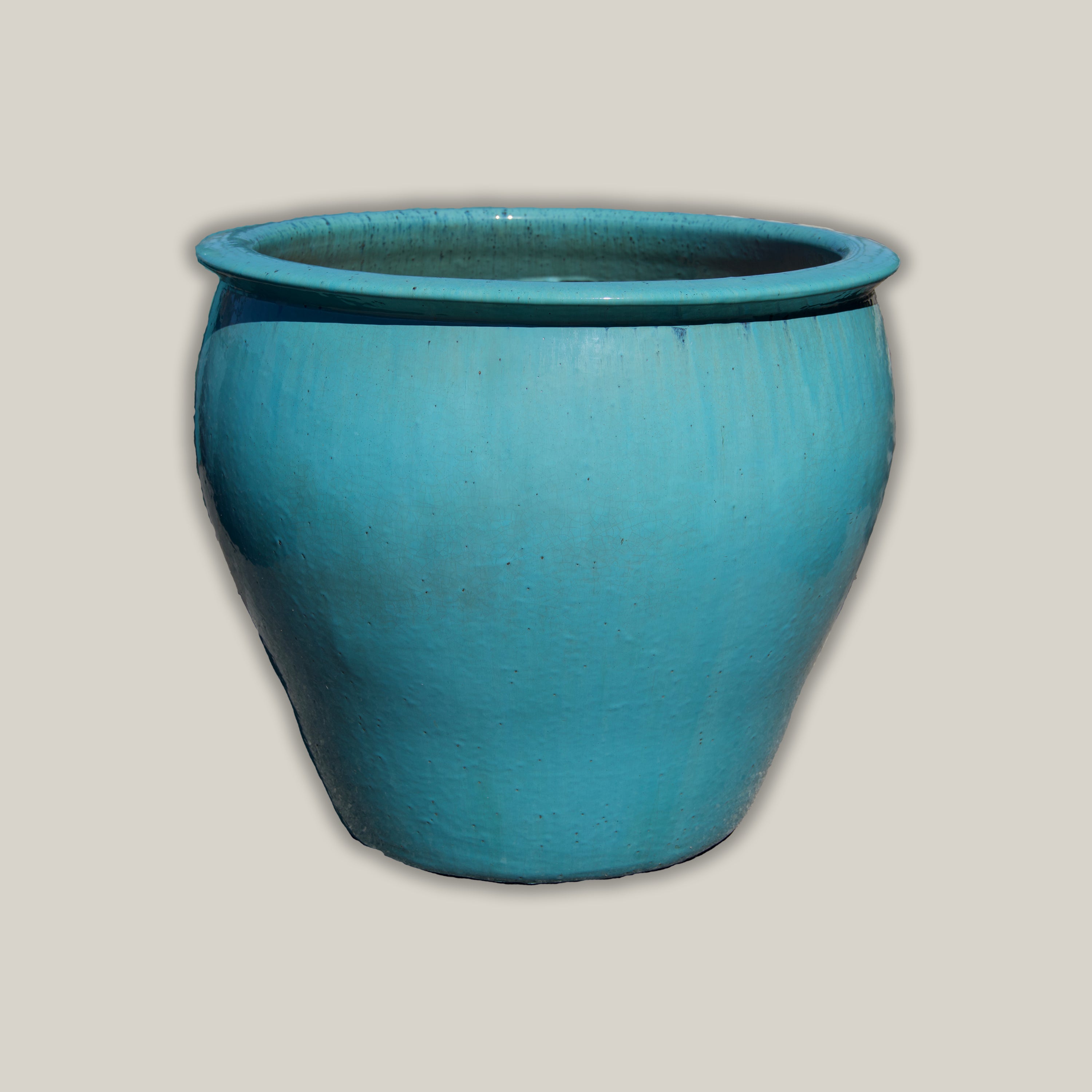 turquoise outdoor plant pots Turquoise Round Rim Tapered Planter