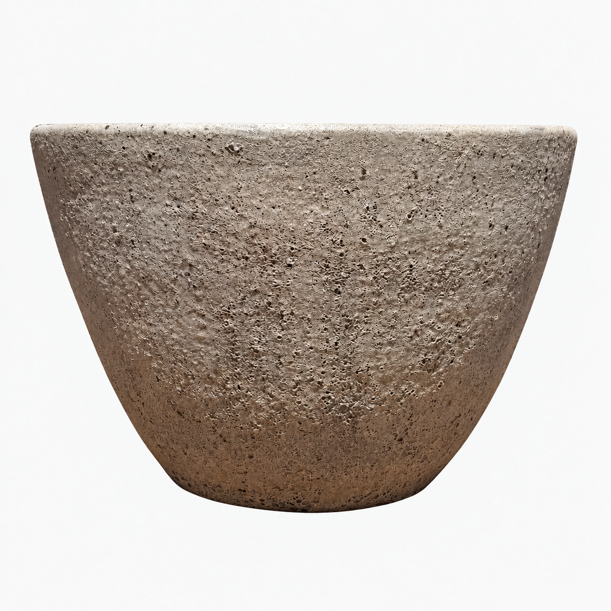 A white, textured planter pot with a wide, shallow bowl shape, shown against a plain white background.