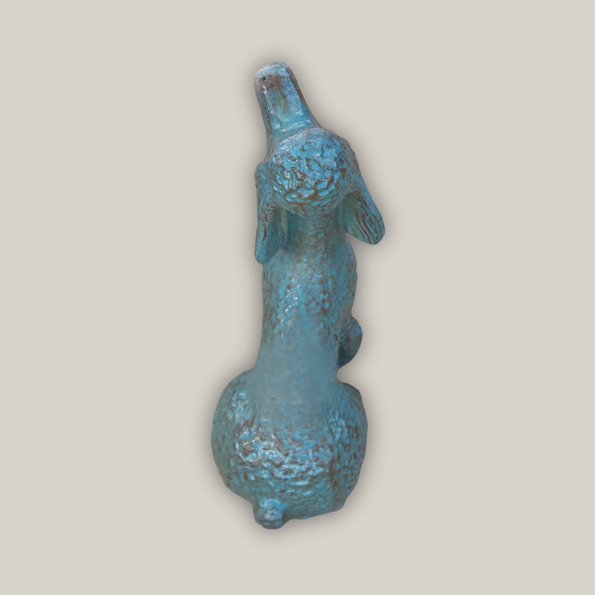 606R1A - Antique Aqua Long-Eared Dog Pottery Accent