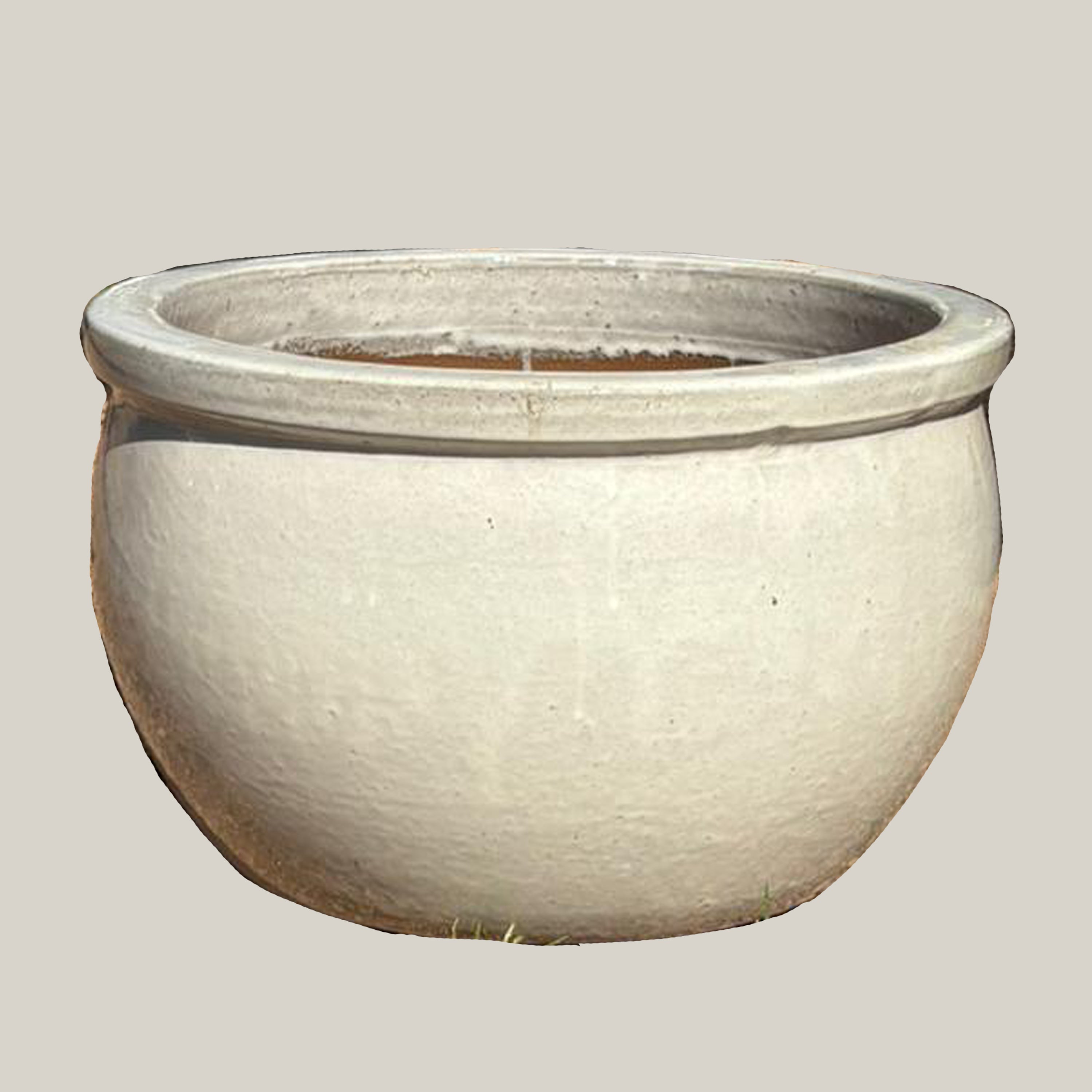 6114H25 - White Classic Round Low Bowl Planter