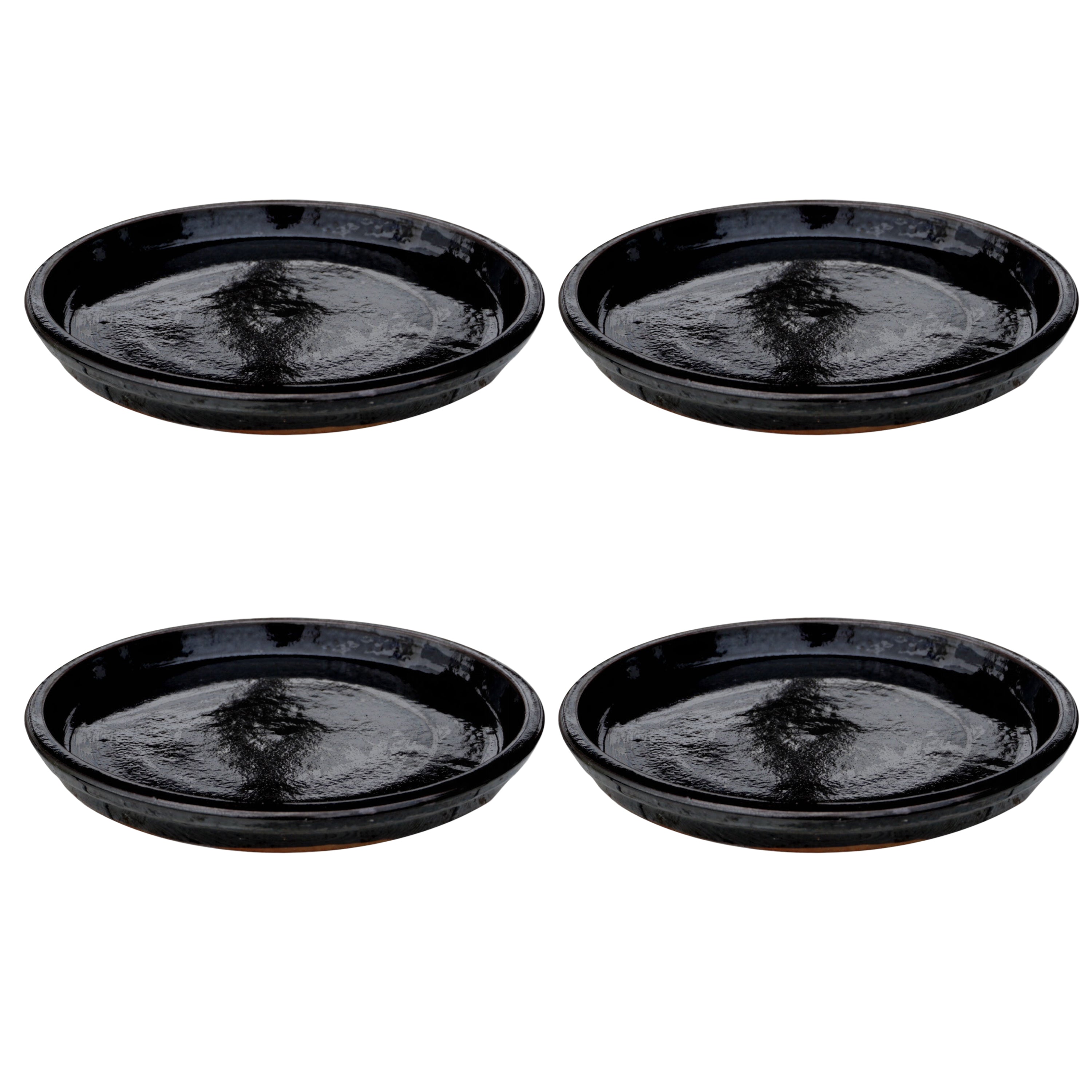 Round Shiny Black Ceramic Plant Saucer