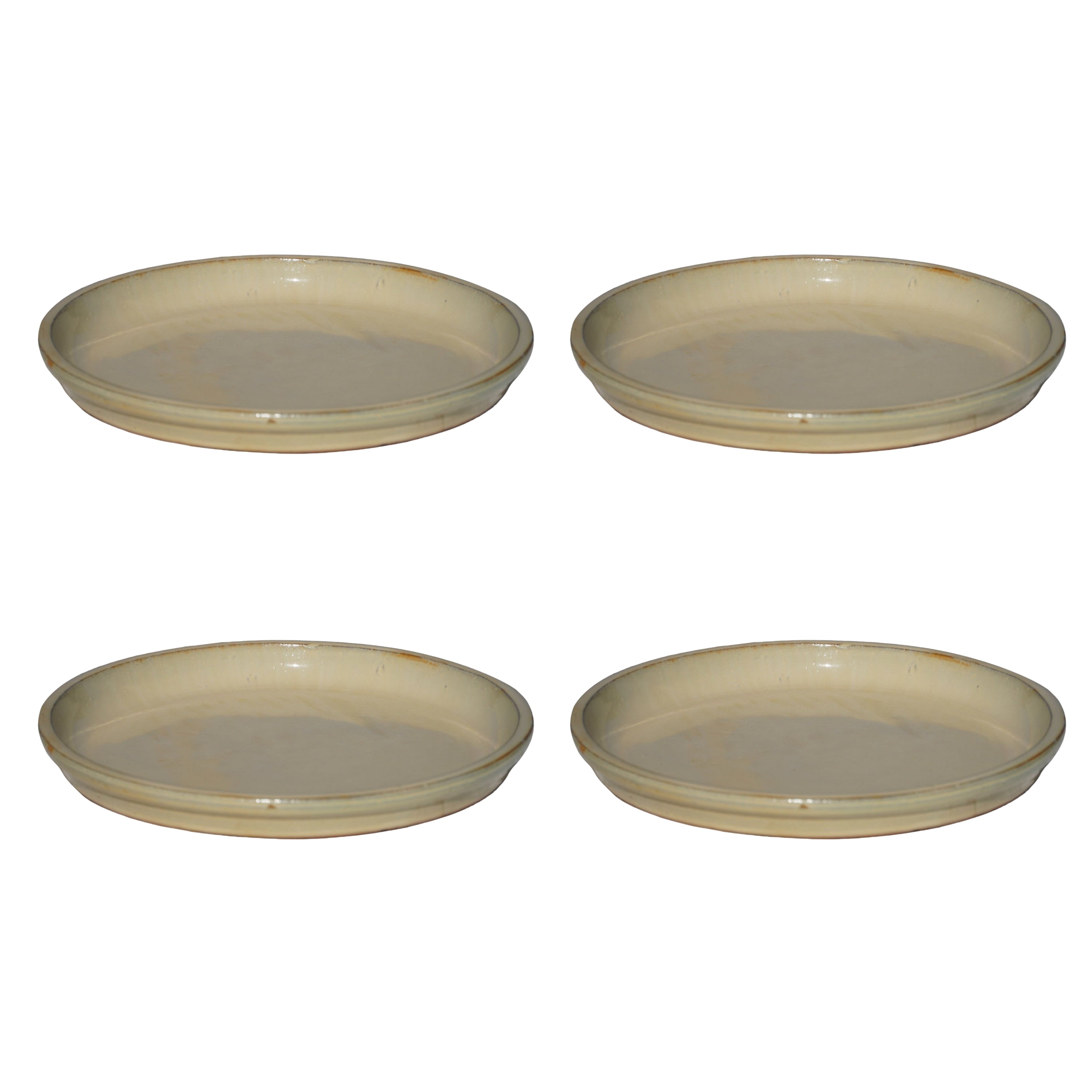 Round Yellow Cream Ceramic Plant Saucer