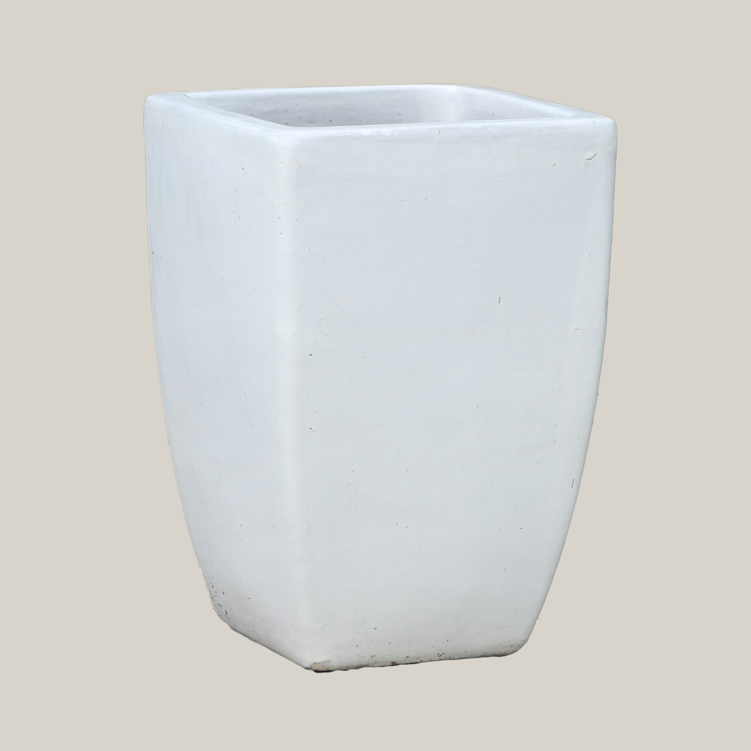 large white square plant pots White Tall Tapered Square Planter