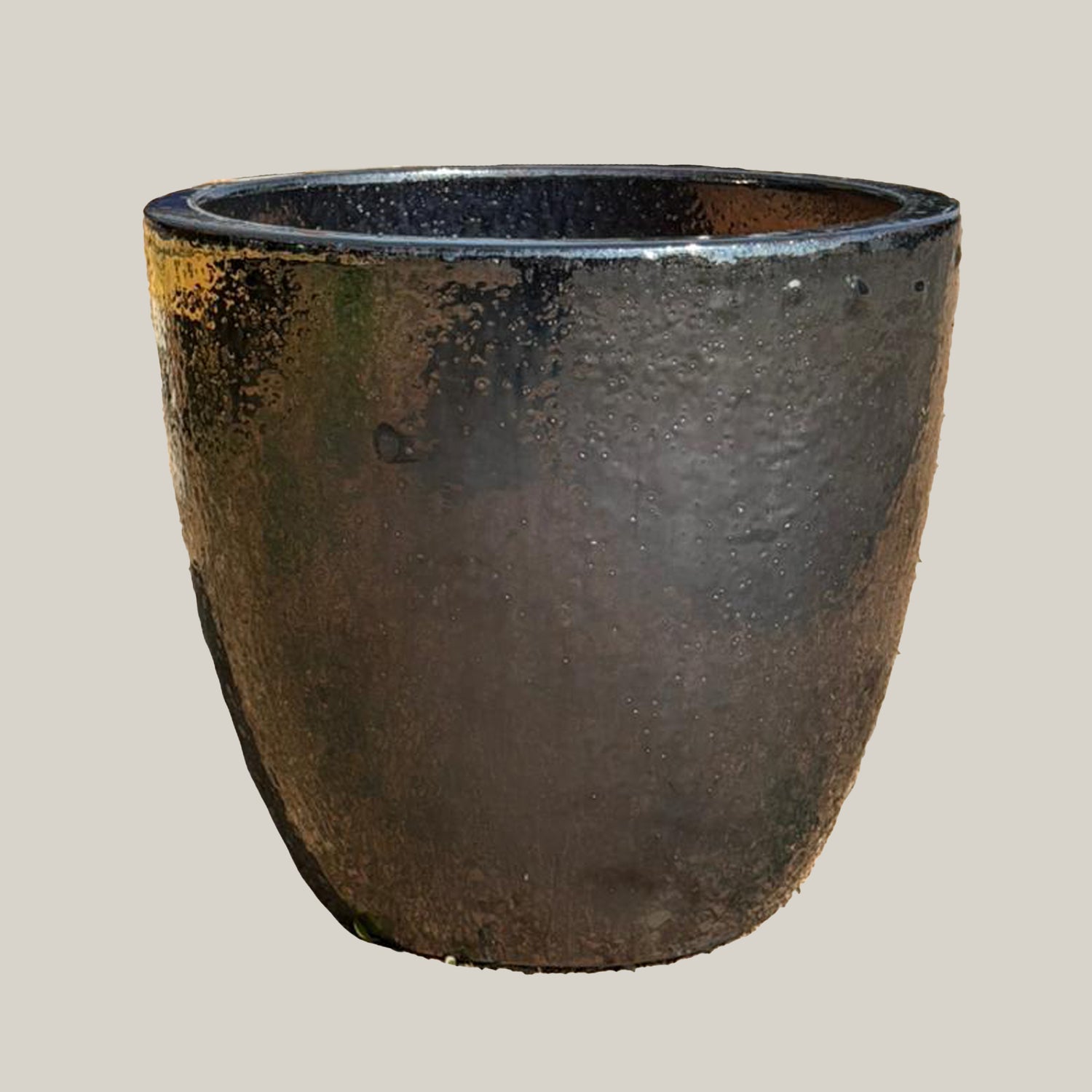 6143H83 -  Metallic Black Cylindrical Planter
