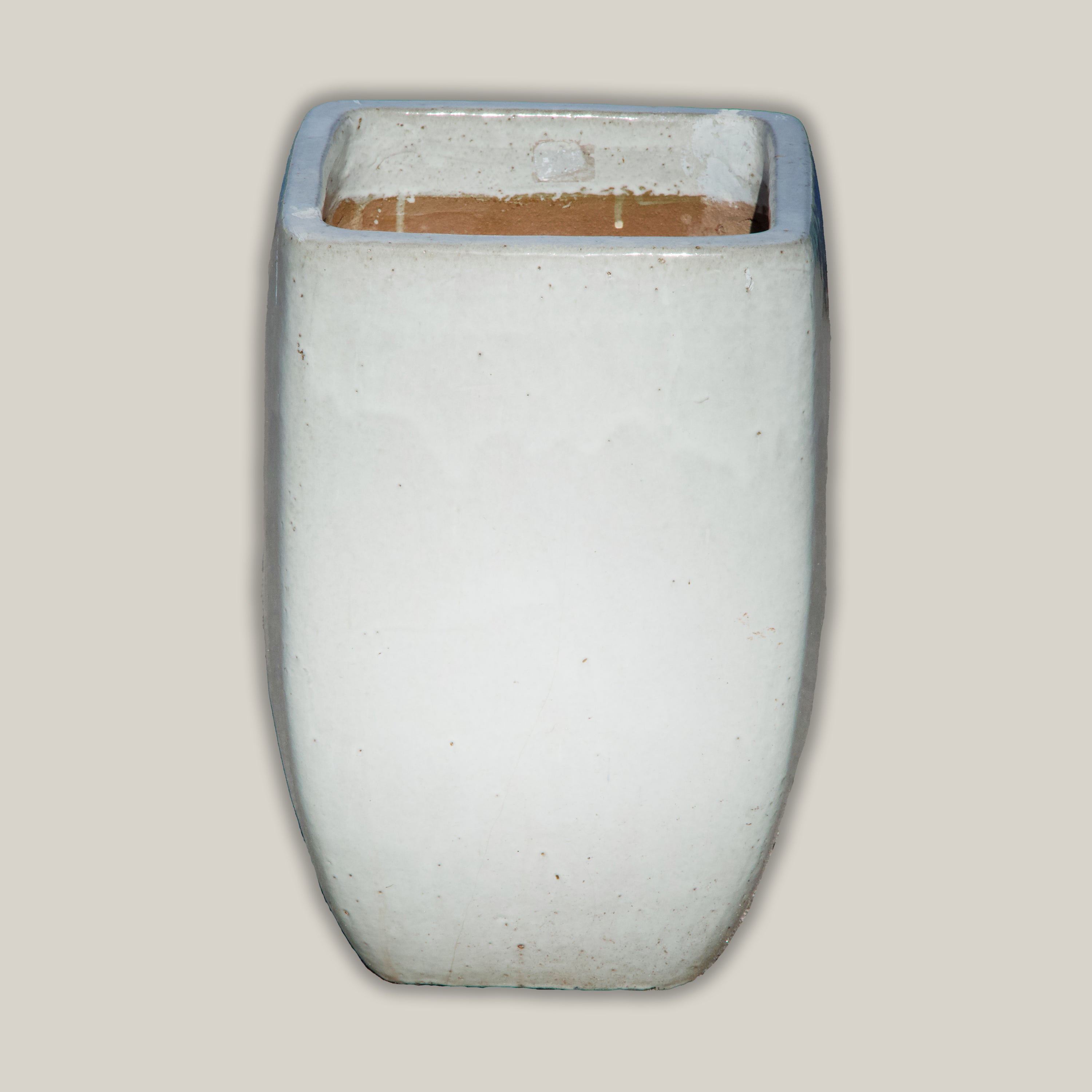 8107N12 - White Milan Rounded Edge Square Ceramic Pot