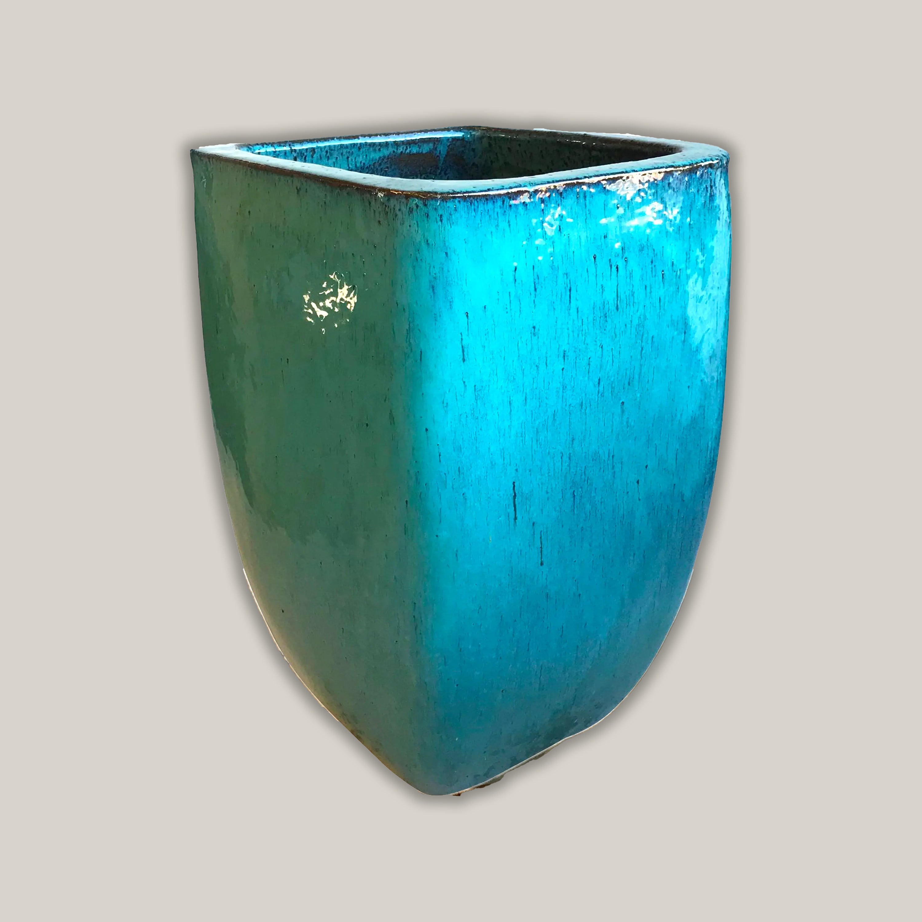 Marble Green Milan Rounded Edge Square Ceramic Pot