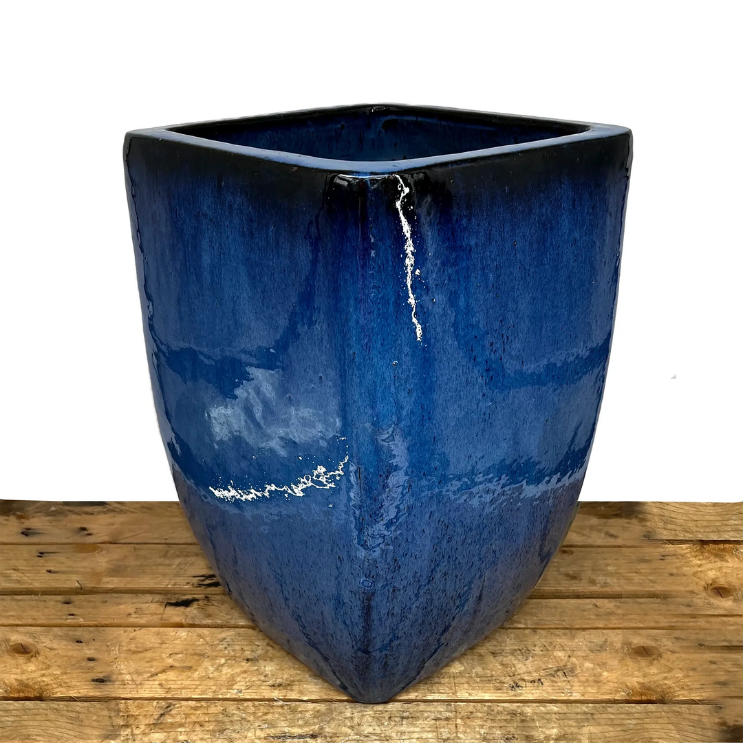 Blue Milan Rounded Edge Square Ceramic Pot - FREE SHIPPING