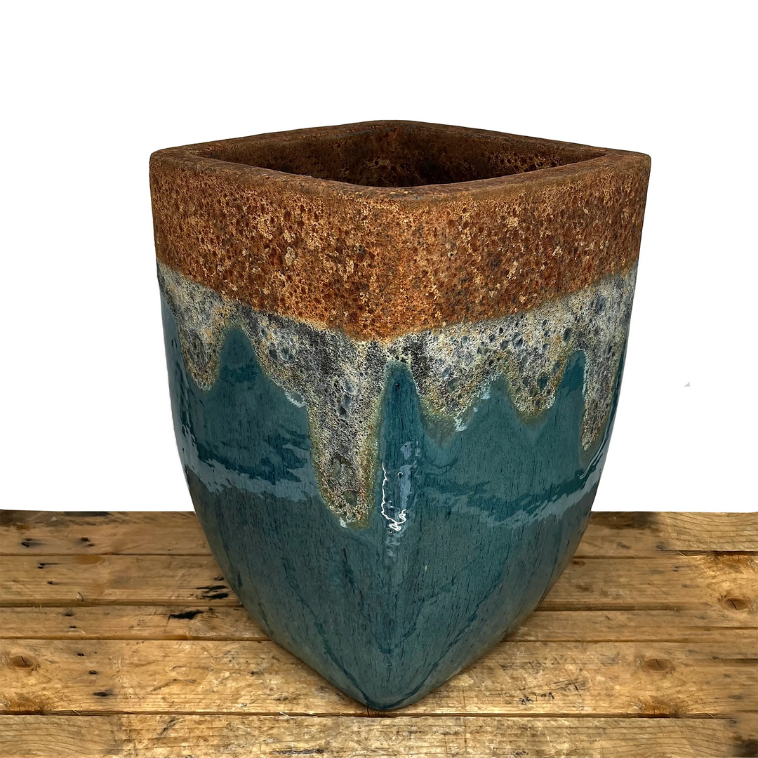 Angkor/Marble Green Milan Rounded Edge Square Ceramic Pot