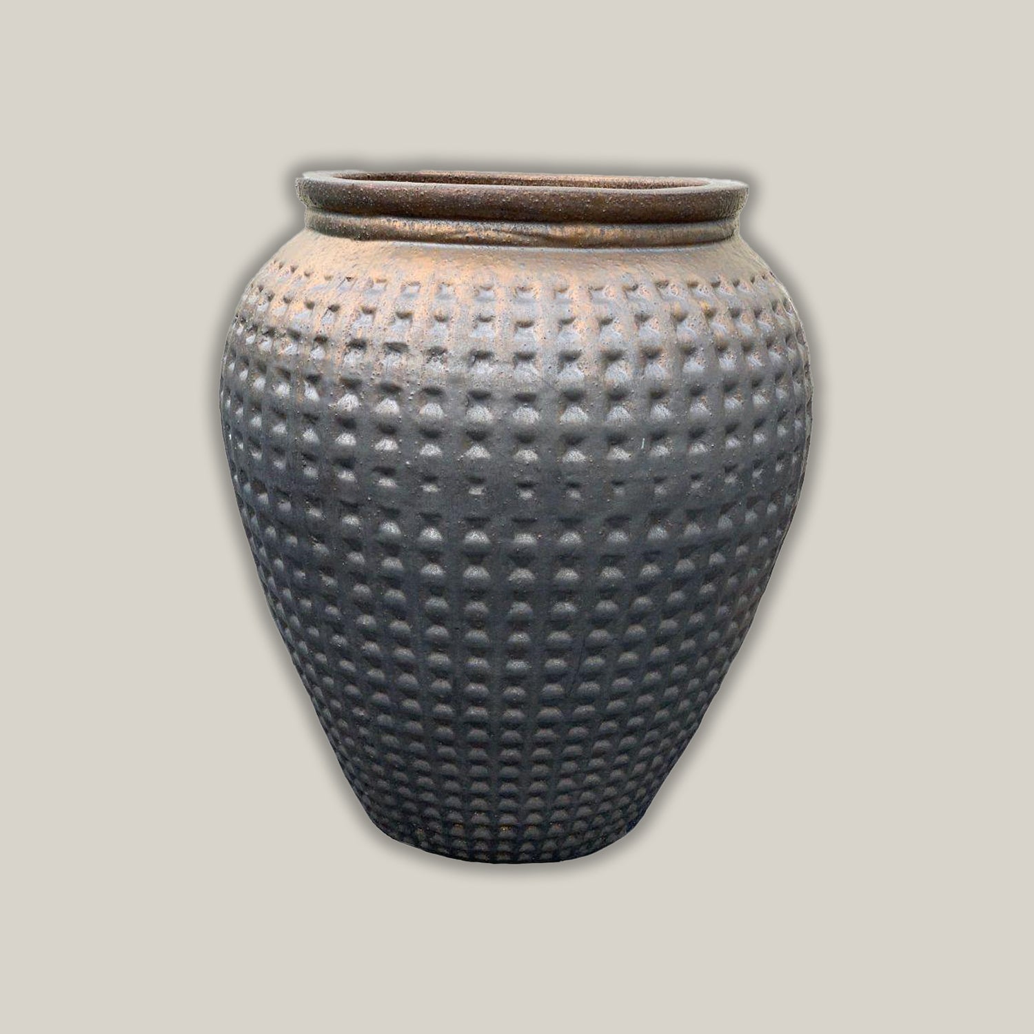 8171S1 - Heavy Metal Ceramic Waffle Jar - Large