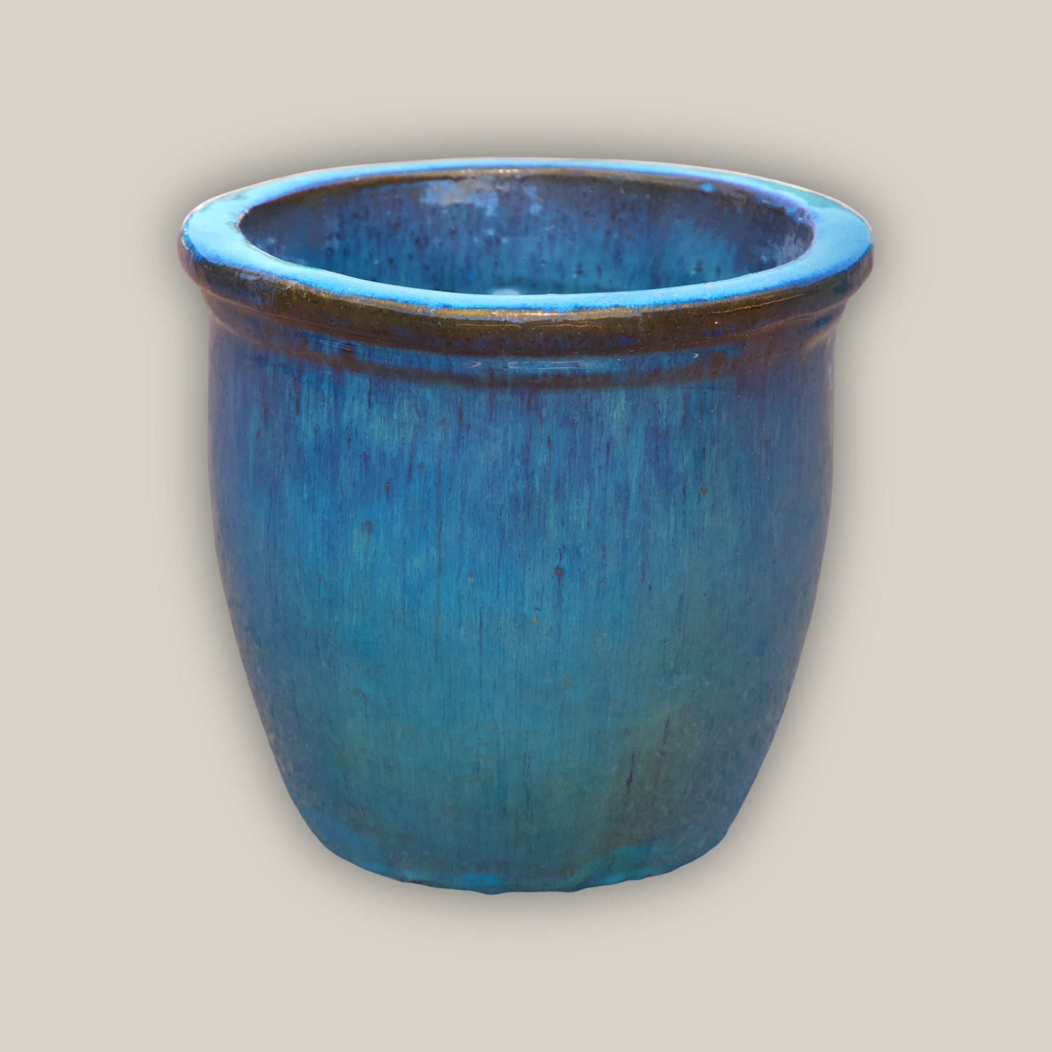 60cm plant pot Double Rim Large Green Ceramic Planter