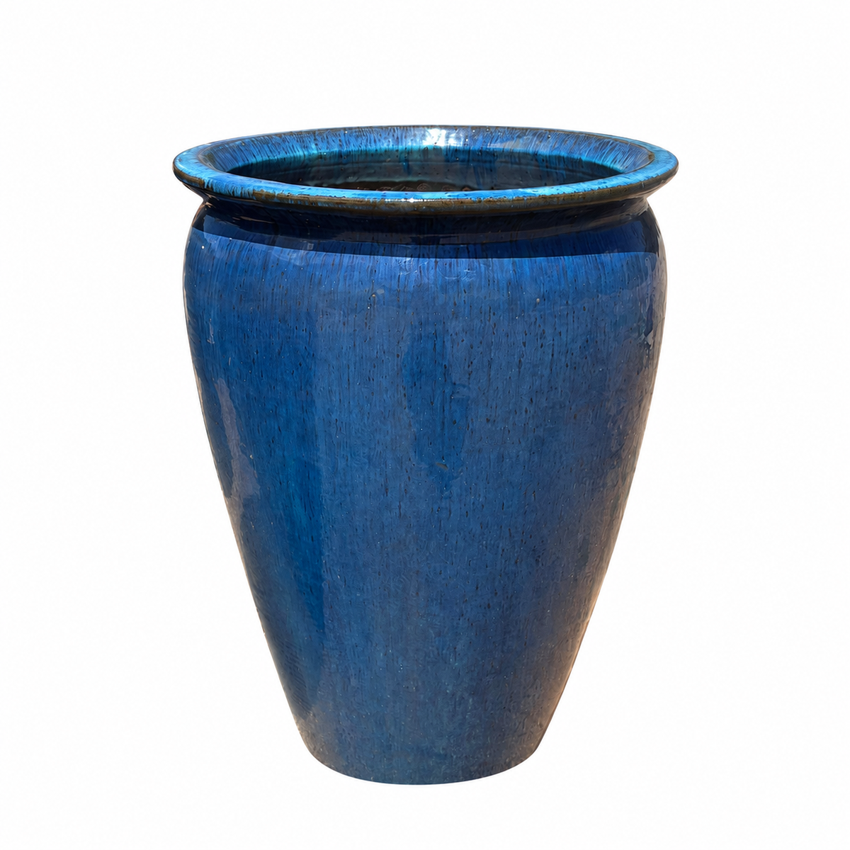 Marble Green tall round tapered ceramic planter, slightly angled view featuring a slender tapered profile and handcrafted glazed finish