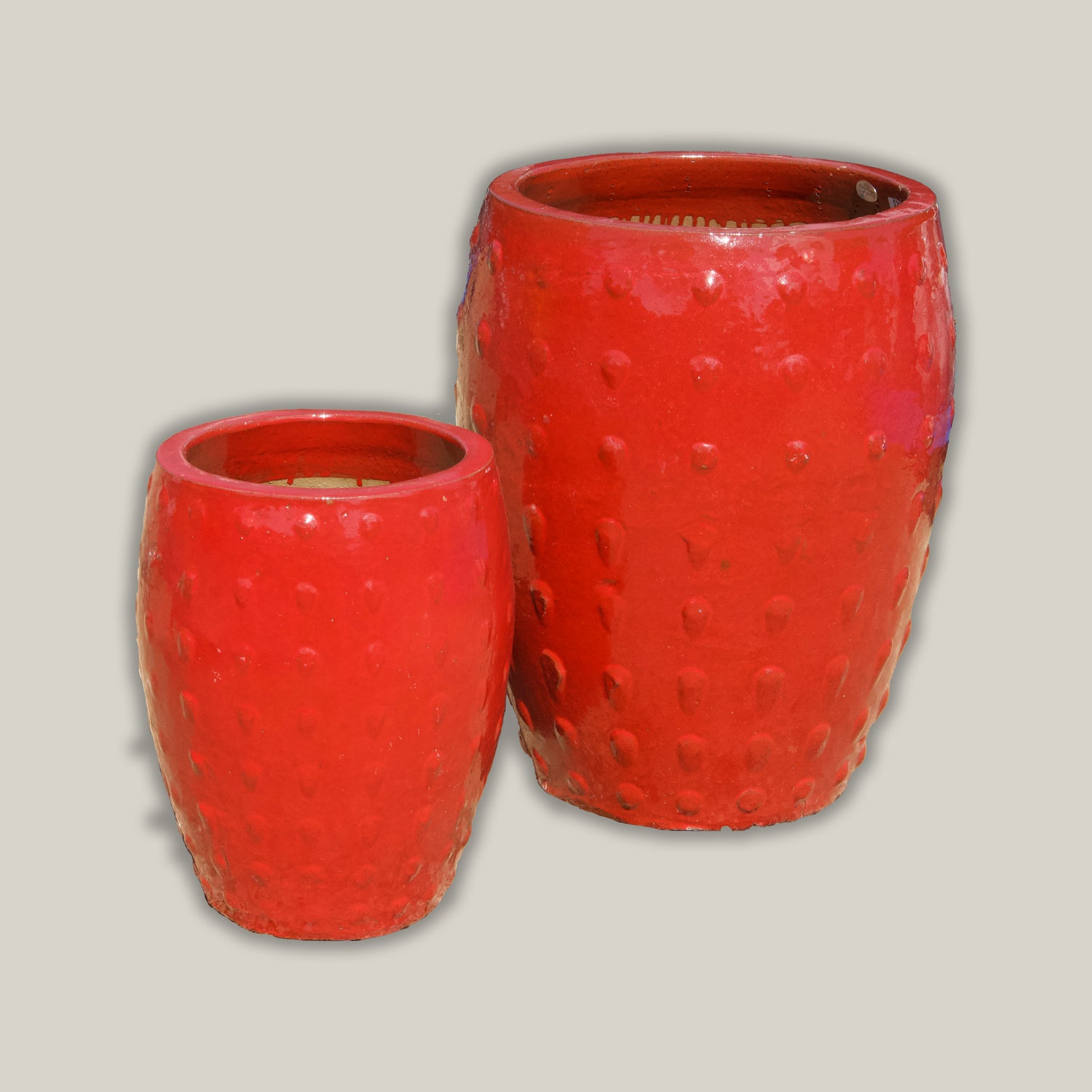 8620S27 - Bright Red Dotted Tapered Cylinder