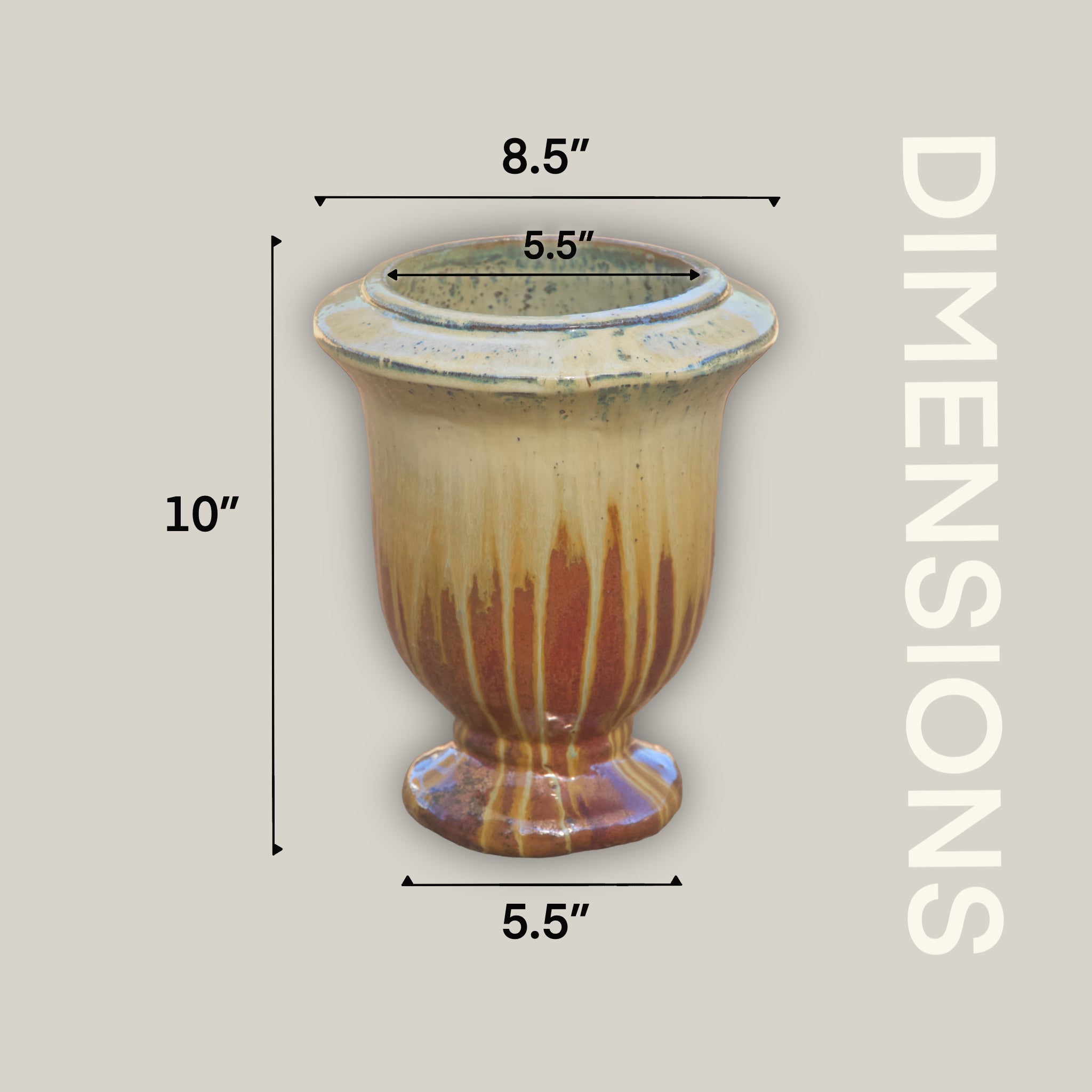 Cream and copper urn planter