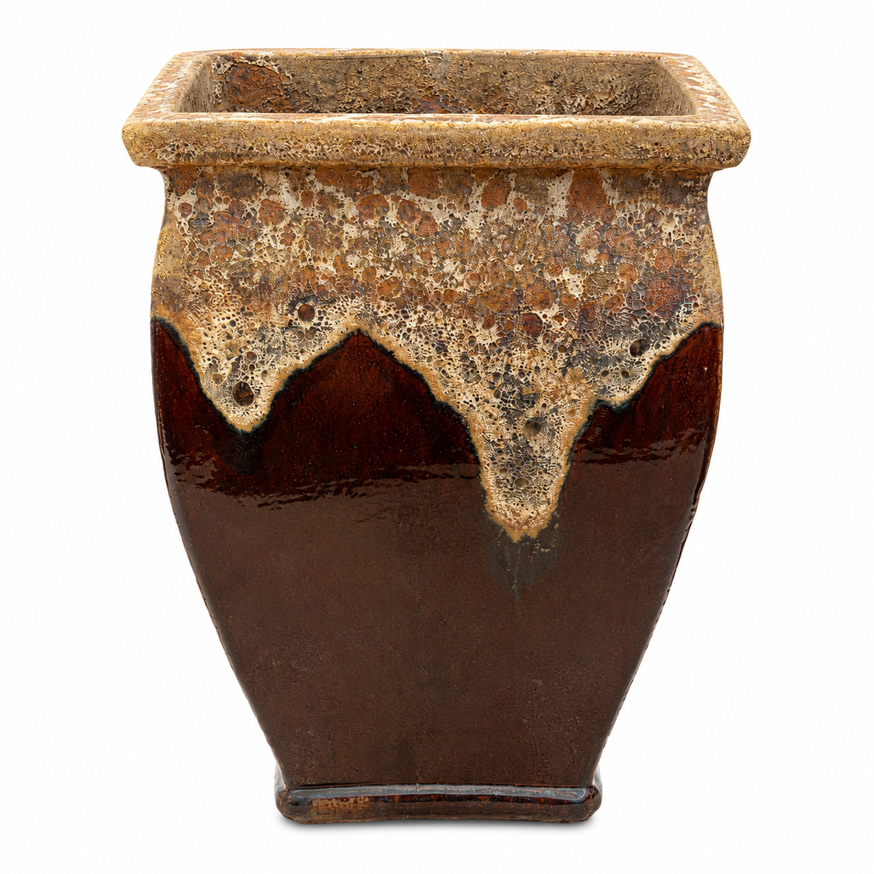 Square Wedge Angkor/Brown Ceramic Planter | Ten Thousand Pots