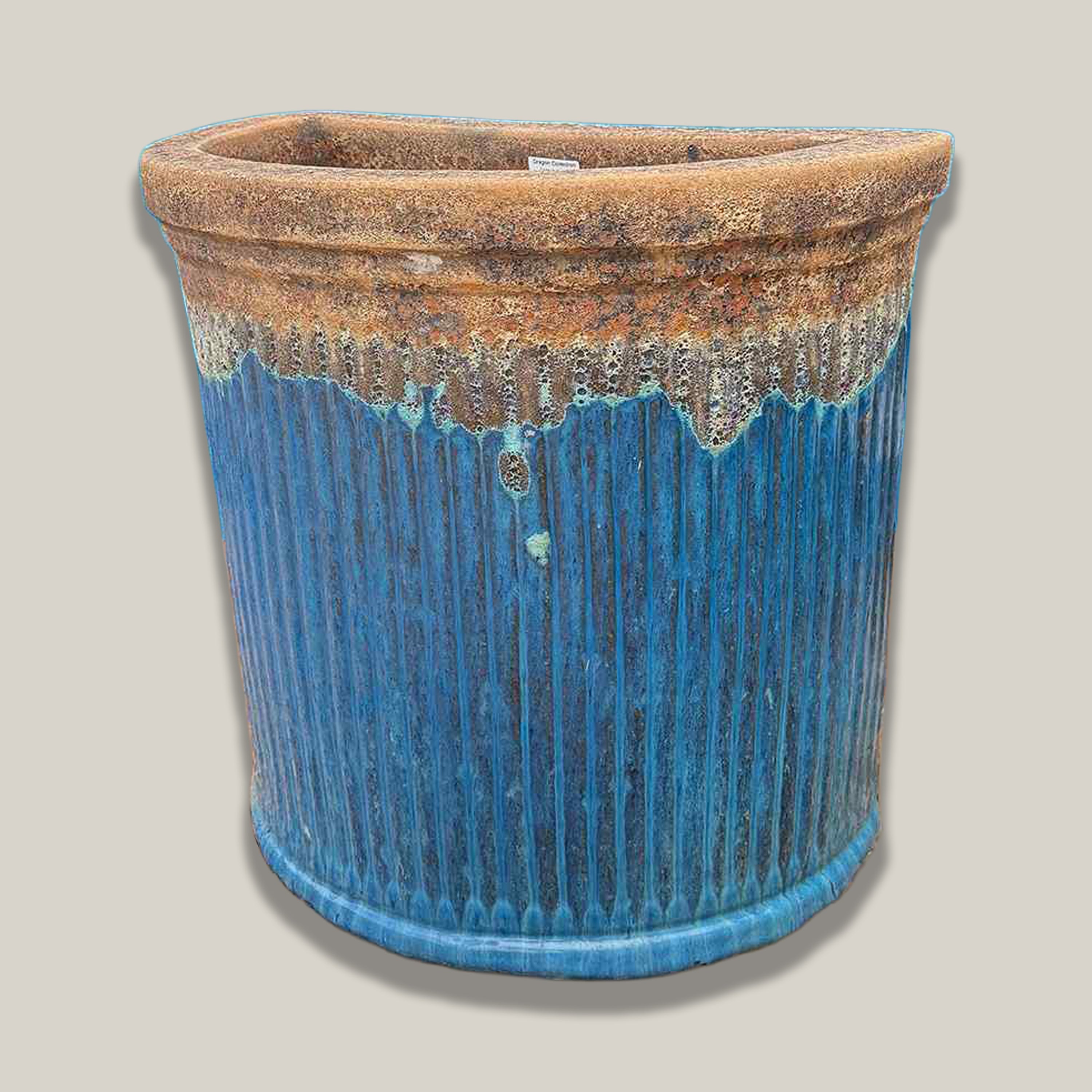 8837S43 - Angkor/Marble Green Half Round Ceramic Wall Planter