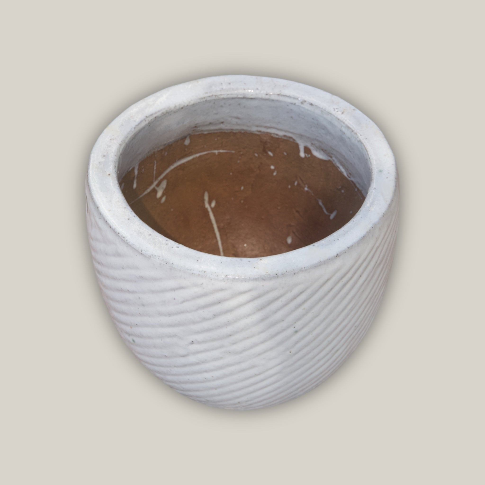8981N12FS - White Round Swirl Planter - FREE SHIPPING