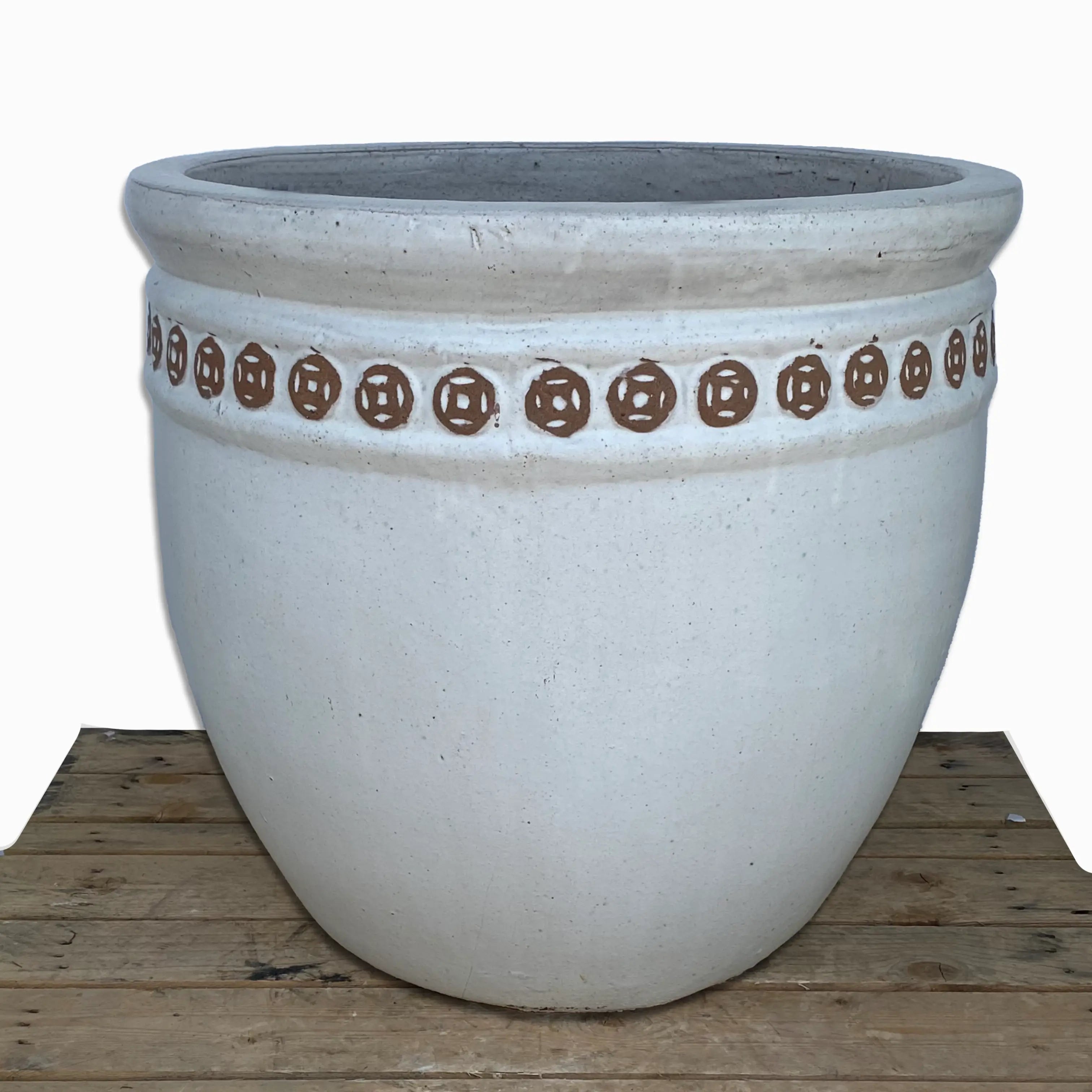 white ceramic plant pots wholesale Antique White Coin Pot