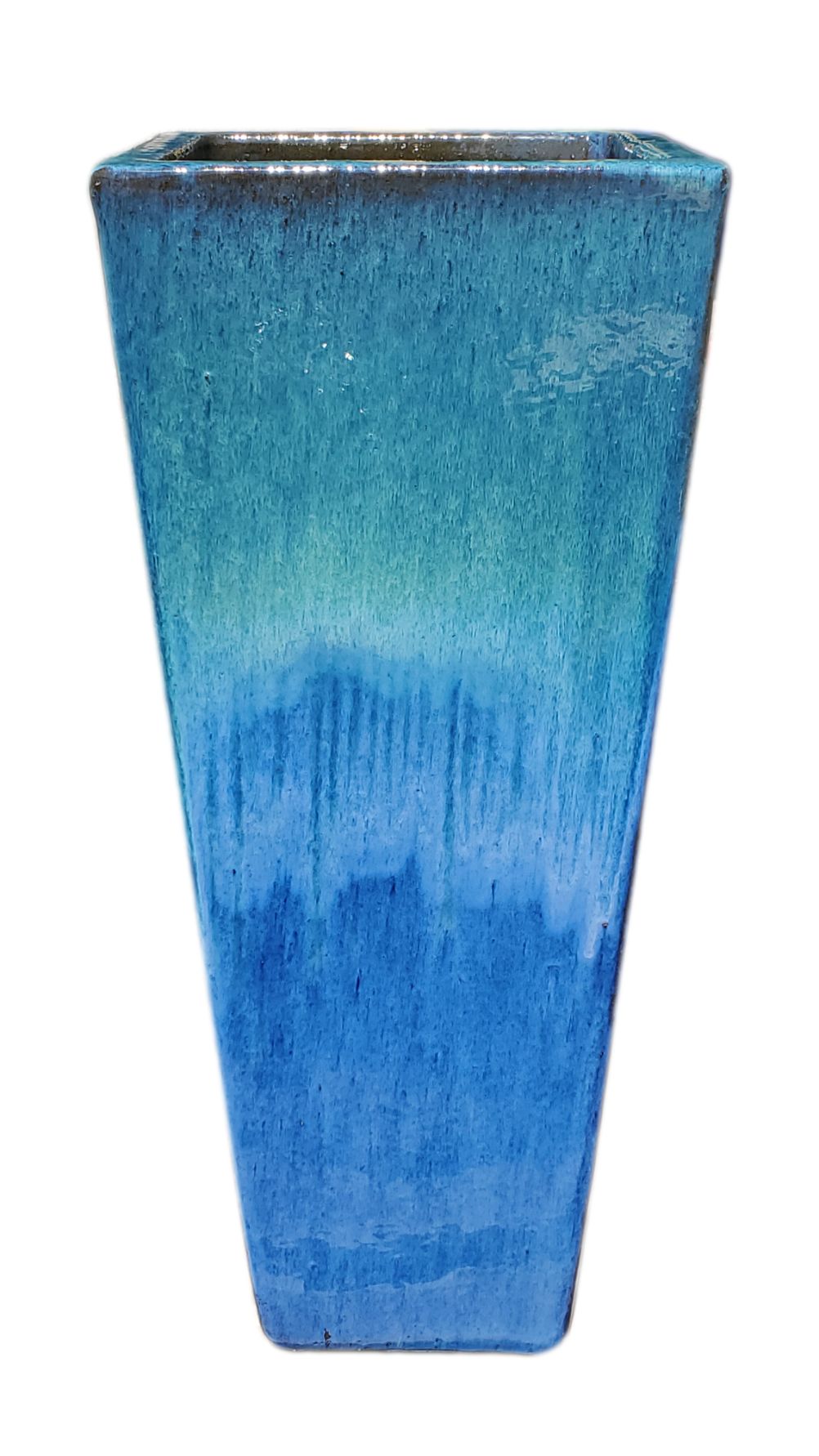 tall ceramic outdoor plant pots Aqua/Blue Ceramic Wedge Planter