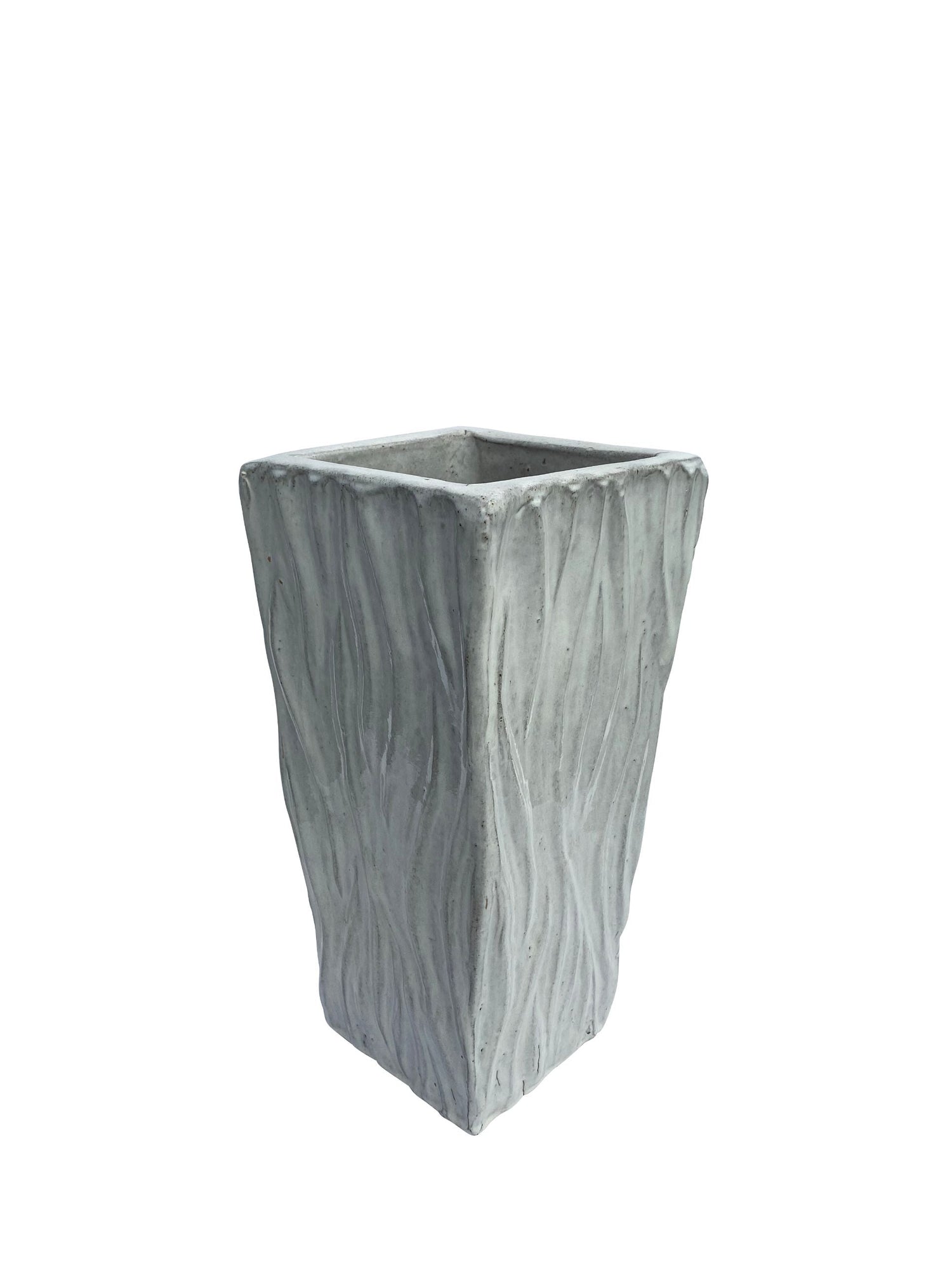 White Tall Volcano Square Ceramic Pot | Ten Thousand Pots