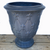Black urn flower pot with embossed fleur-de-lis design