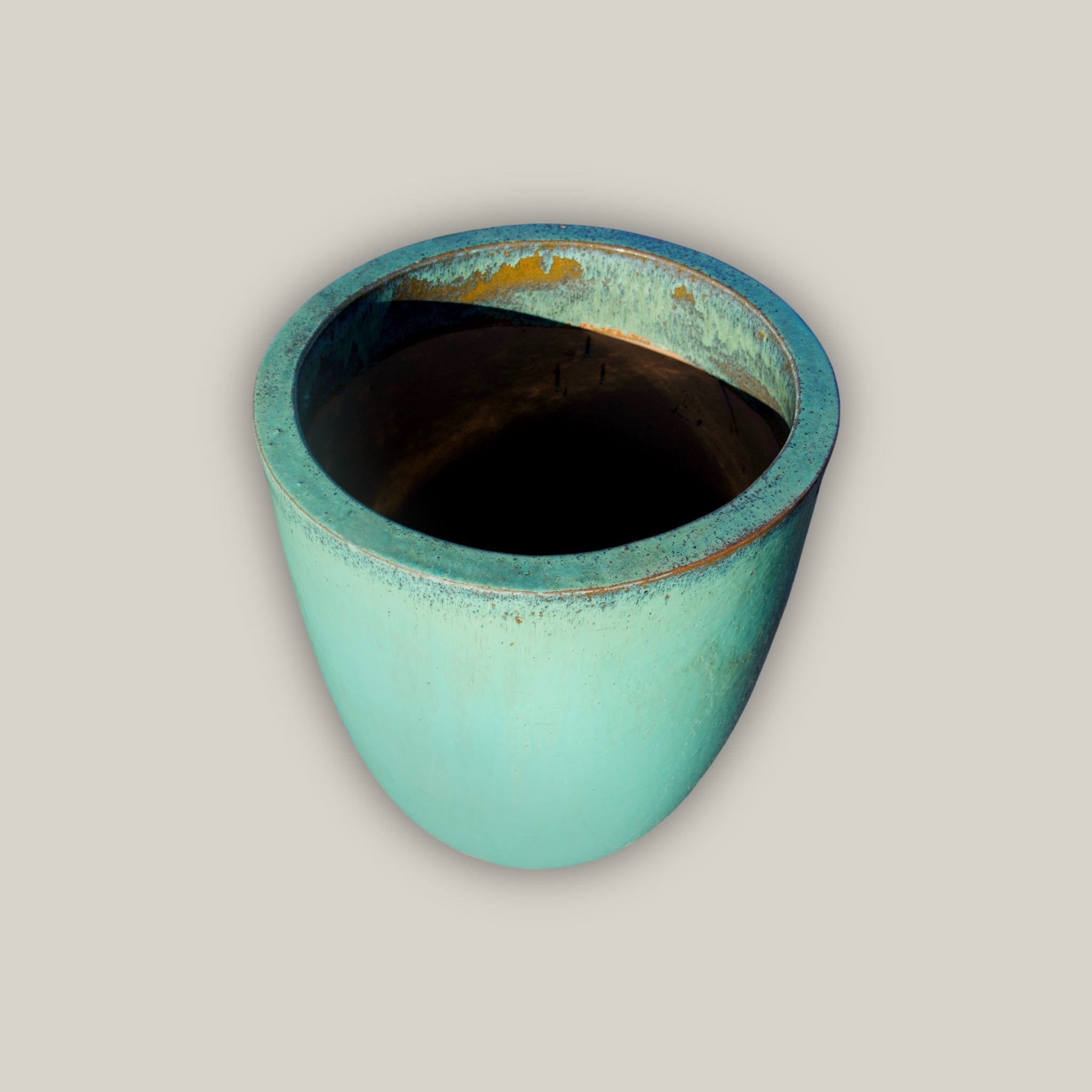 Angled Aqua tall tapered u ceramic planter