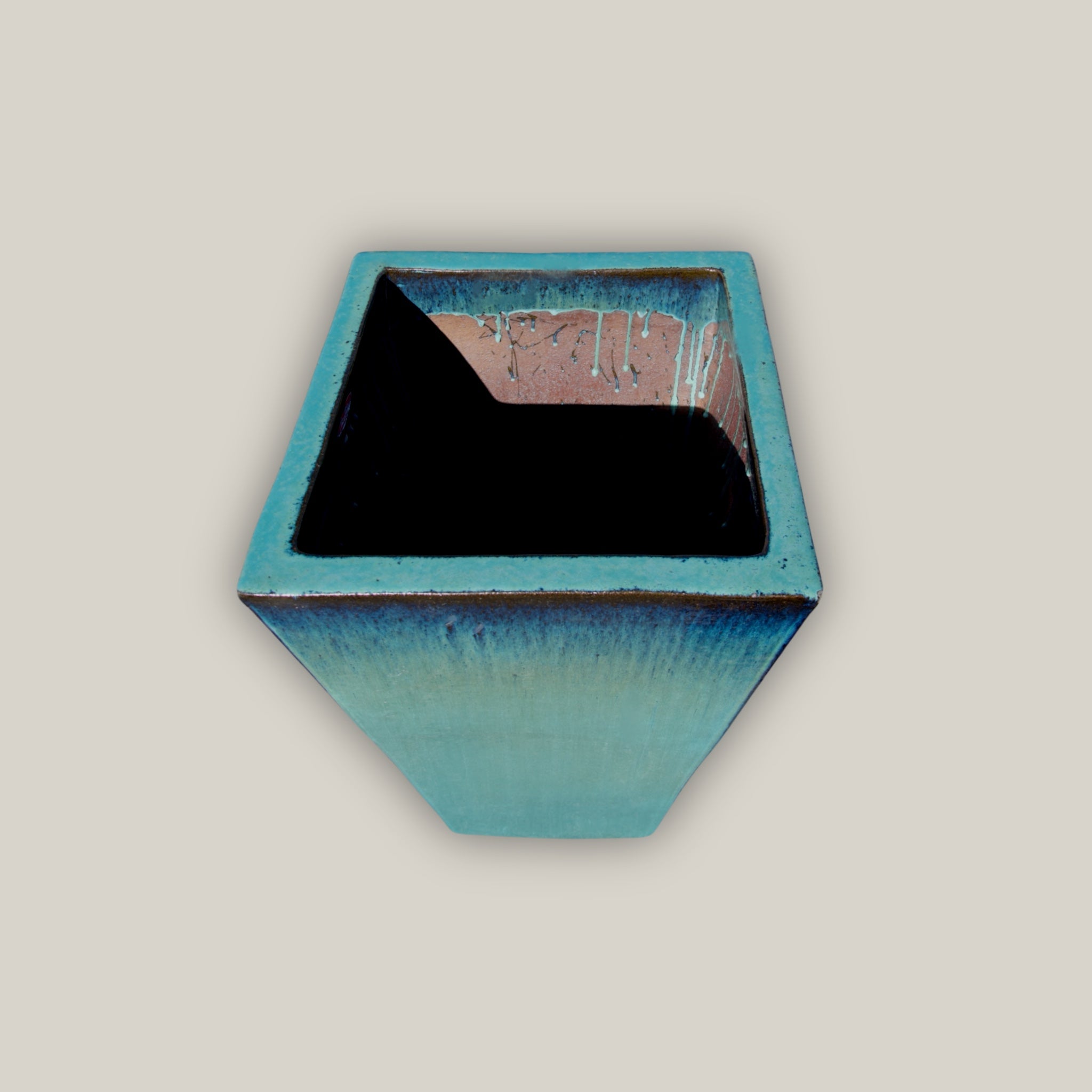 6018H1 - Turquoise Square Wedge Planter