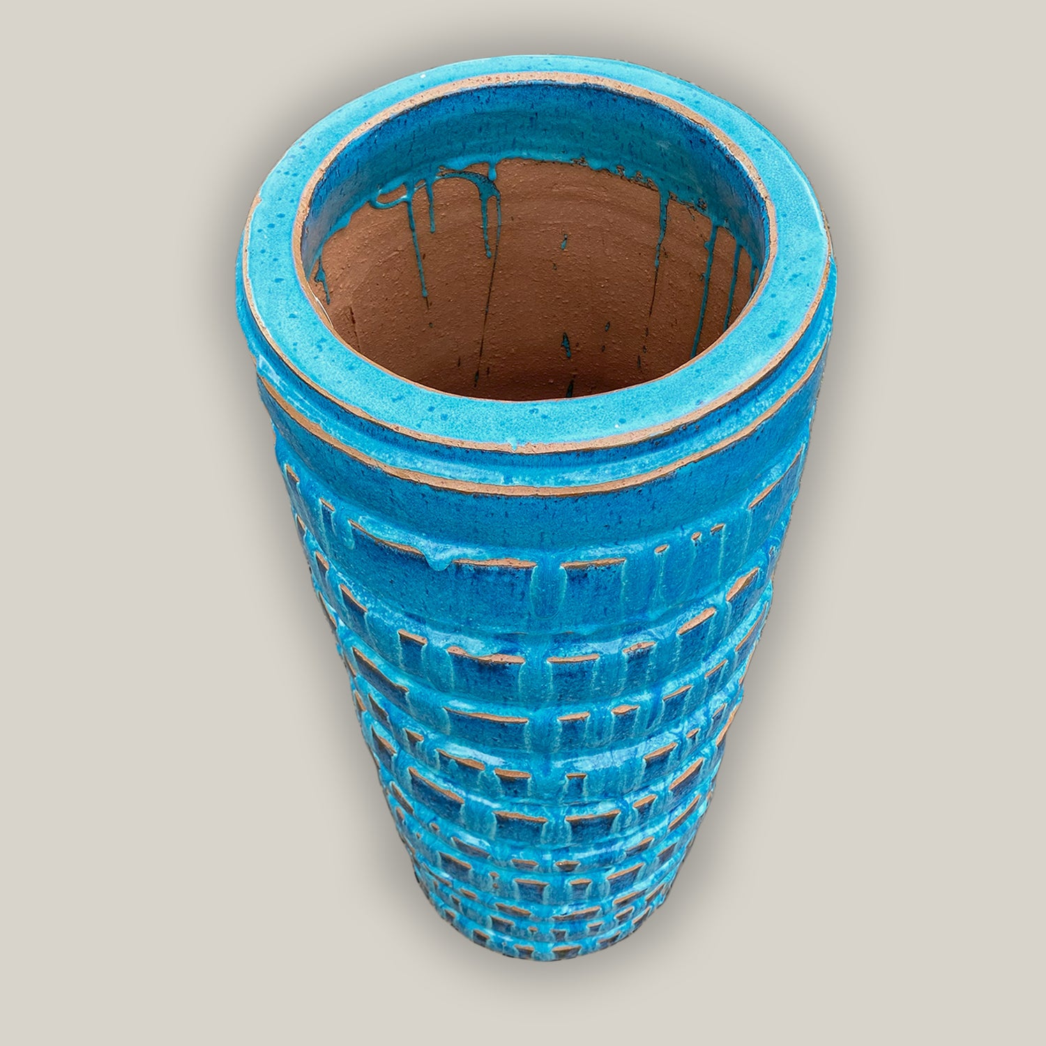 8403N66 - Antique Marble Green Striped Cylinder Ceramic Planter