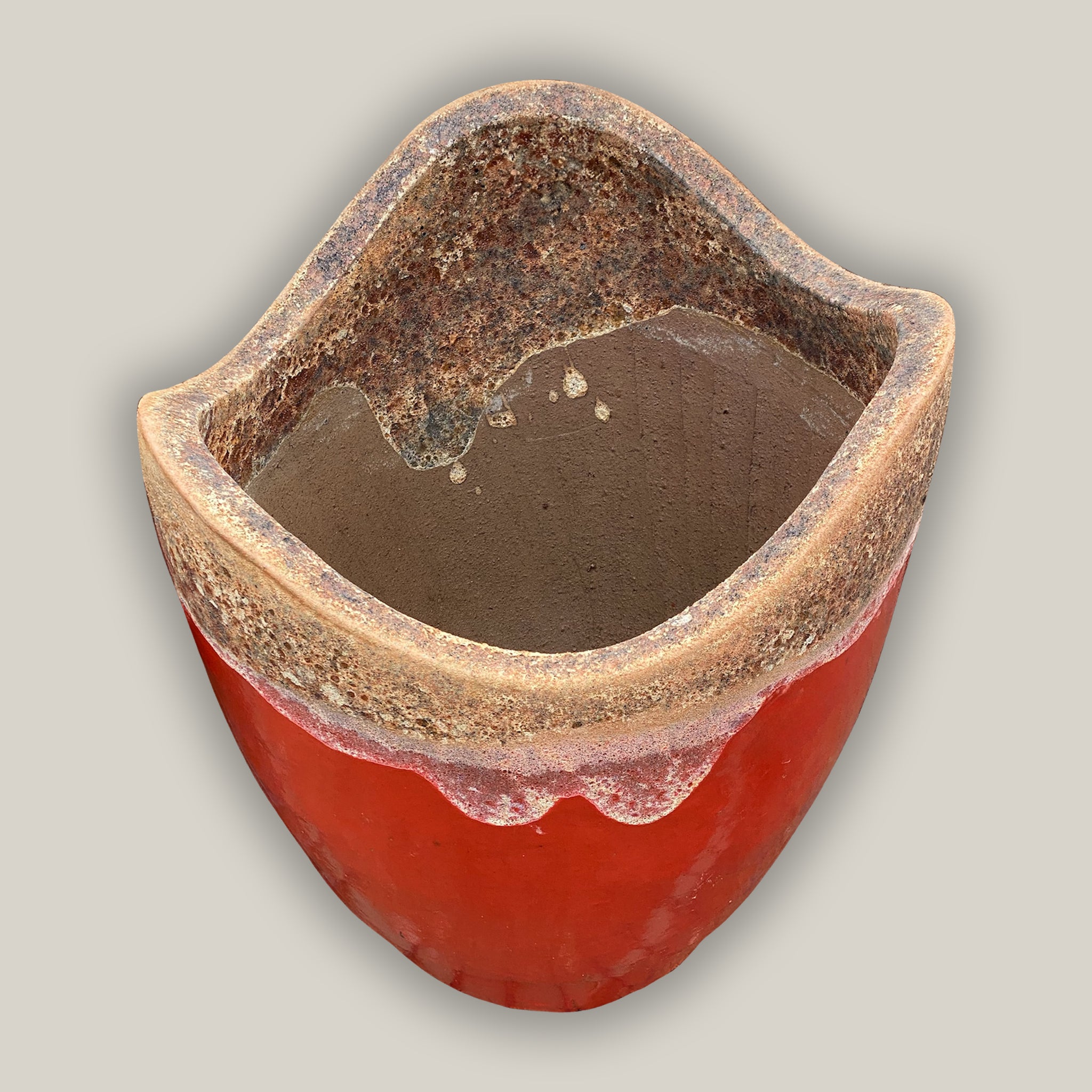 8956S69 - Angkor/Orange Wavy Rim Ceramic Planter