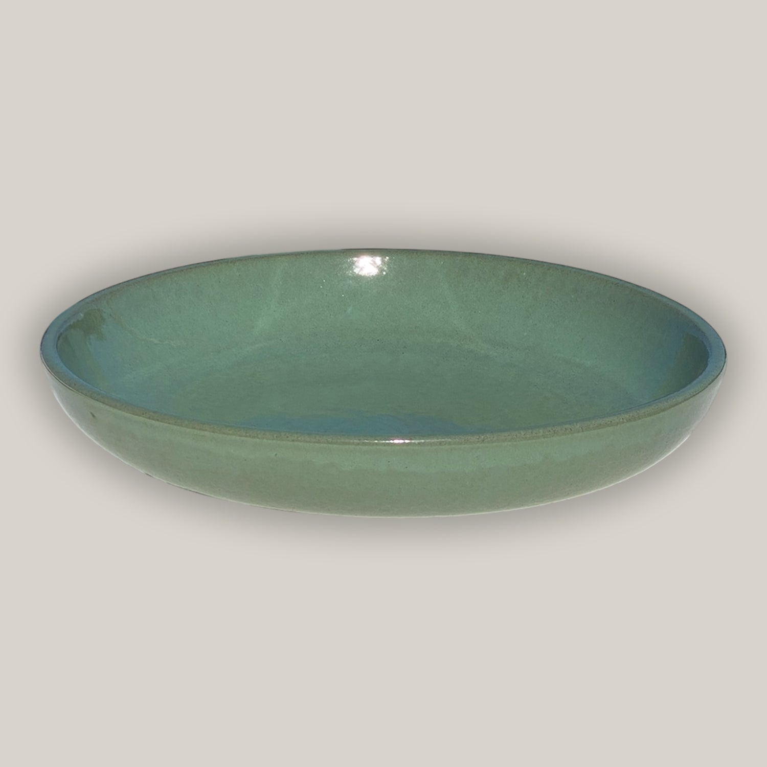 3106L16TFFS - Ceramic Bird Bath Bowl - Green Cream