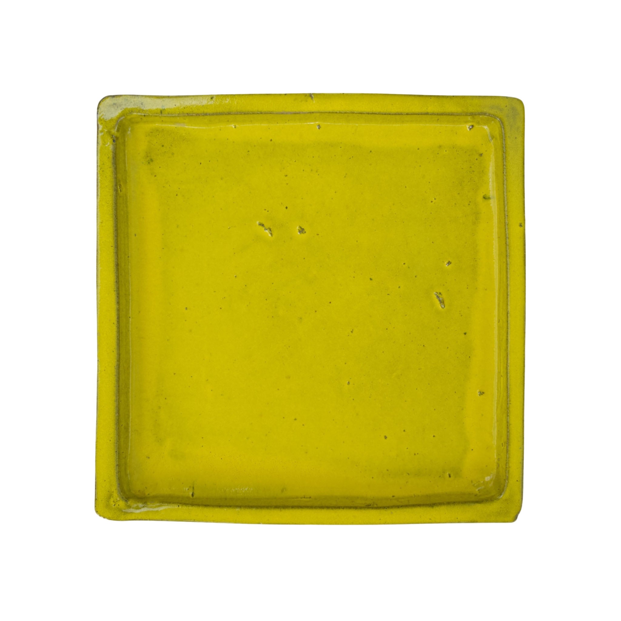 Square Yellow Ceramic Clay Plant Saucer