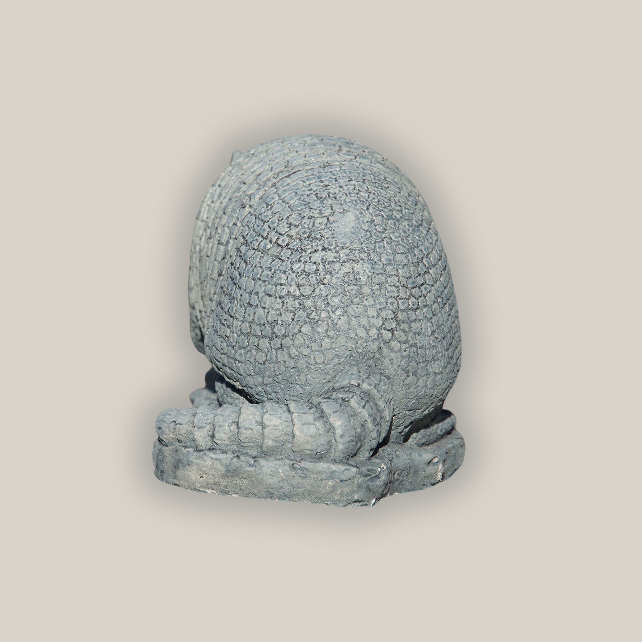Back view of Silver Armadillo statue décor