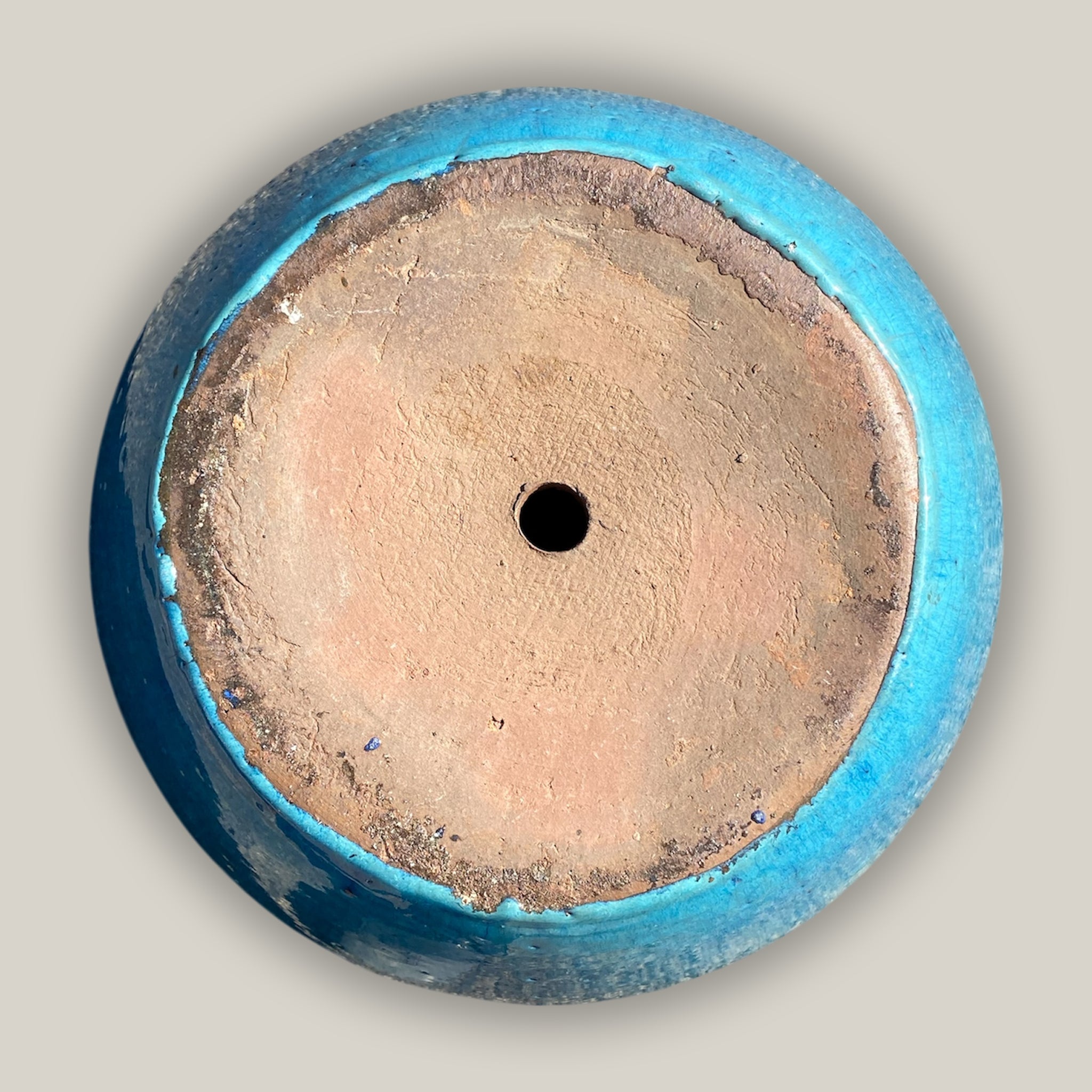 6108H1 - Turquoise Slanted Rim Modern Round Pot