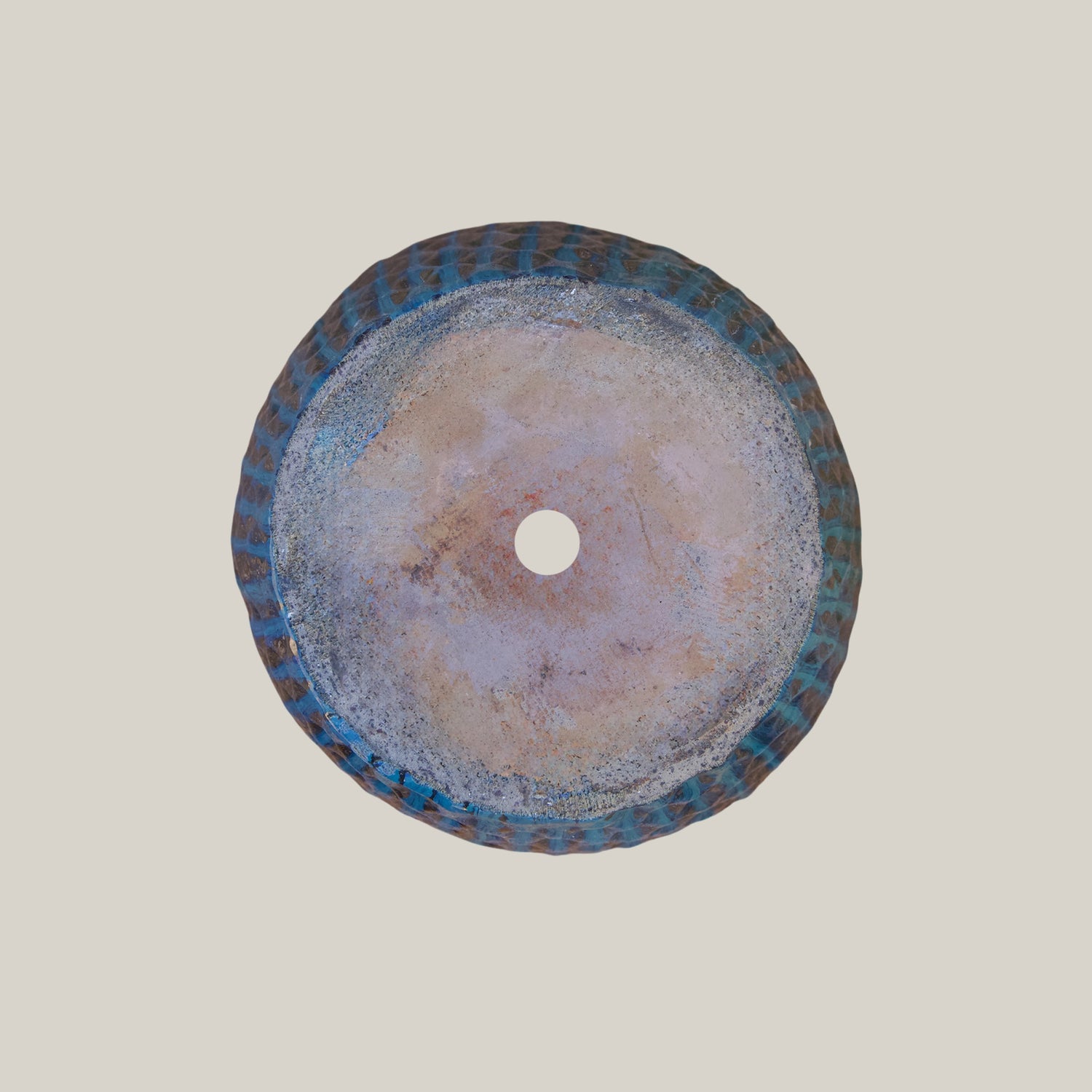 9785C1 - Blue Tall Ceramic Waffle Planter