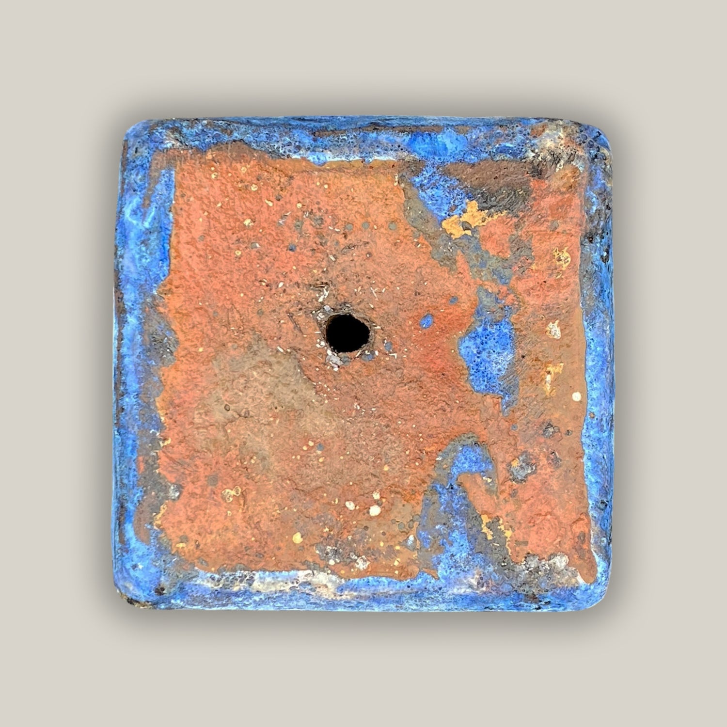 9817C4 - Seafoam Blue Square Ceramic Wedge Planter - Short