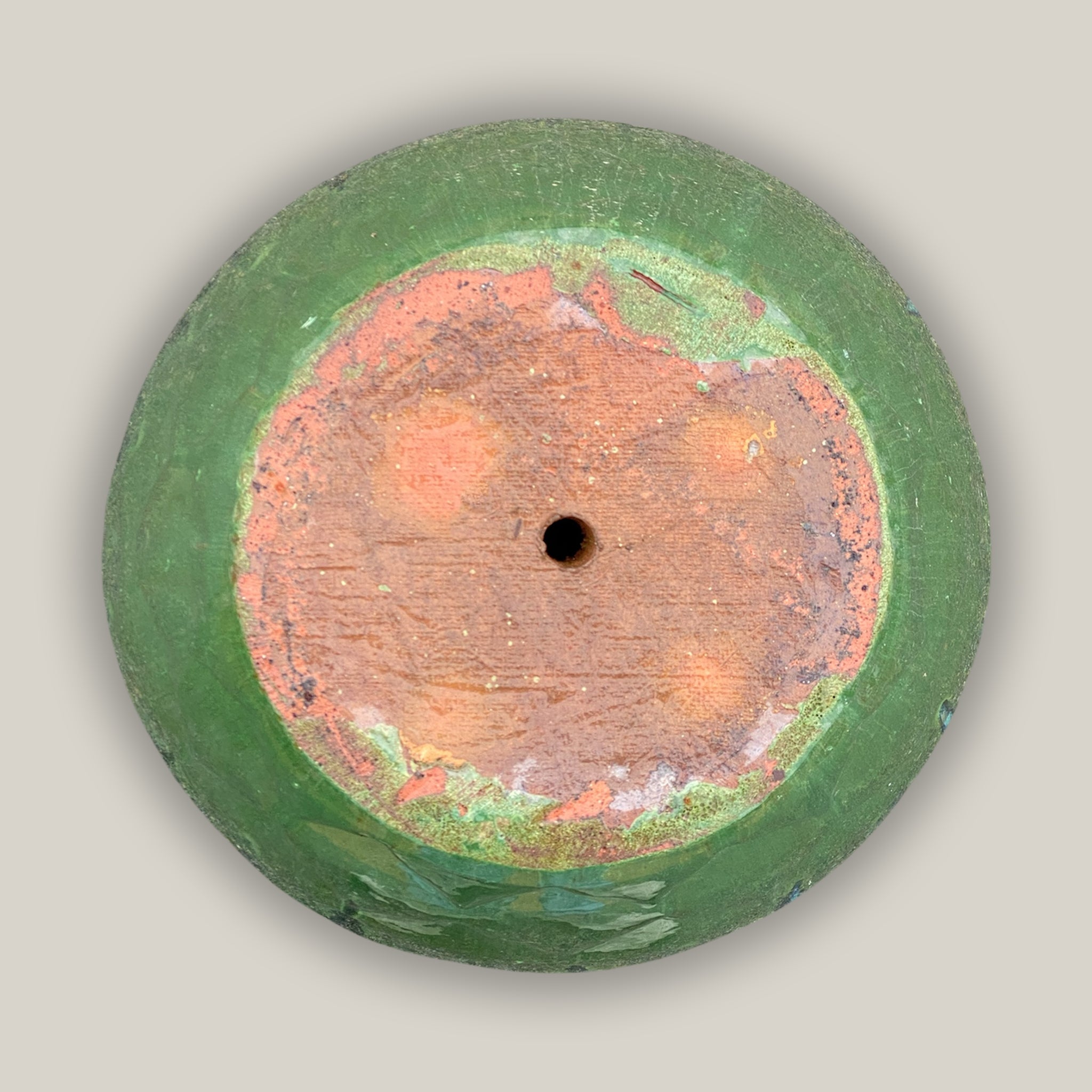 9989P53 - Aqua/Apple Green Round Artichoke Ceramic Planter