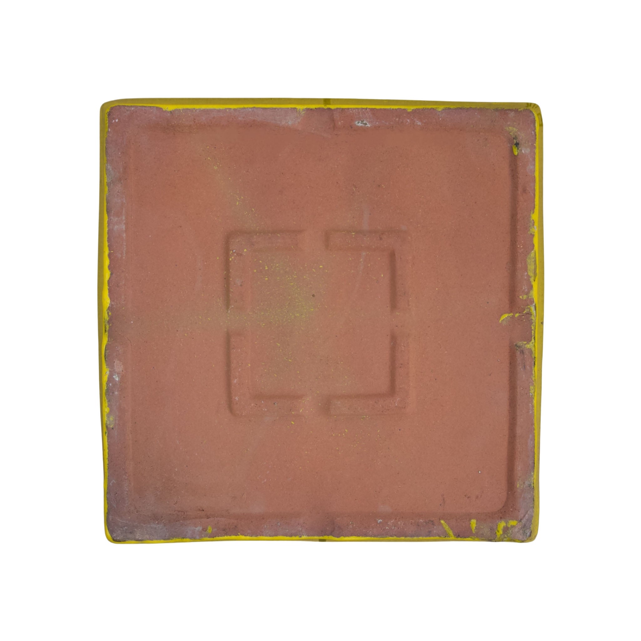 Square Yellow Ceramic Clay Plant Saucer