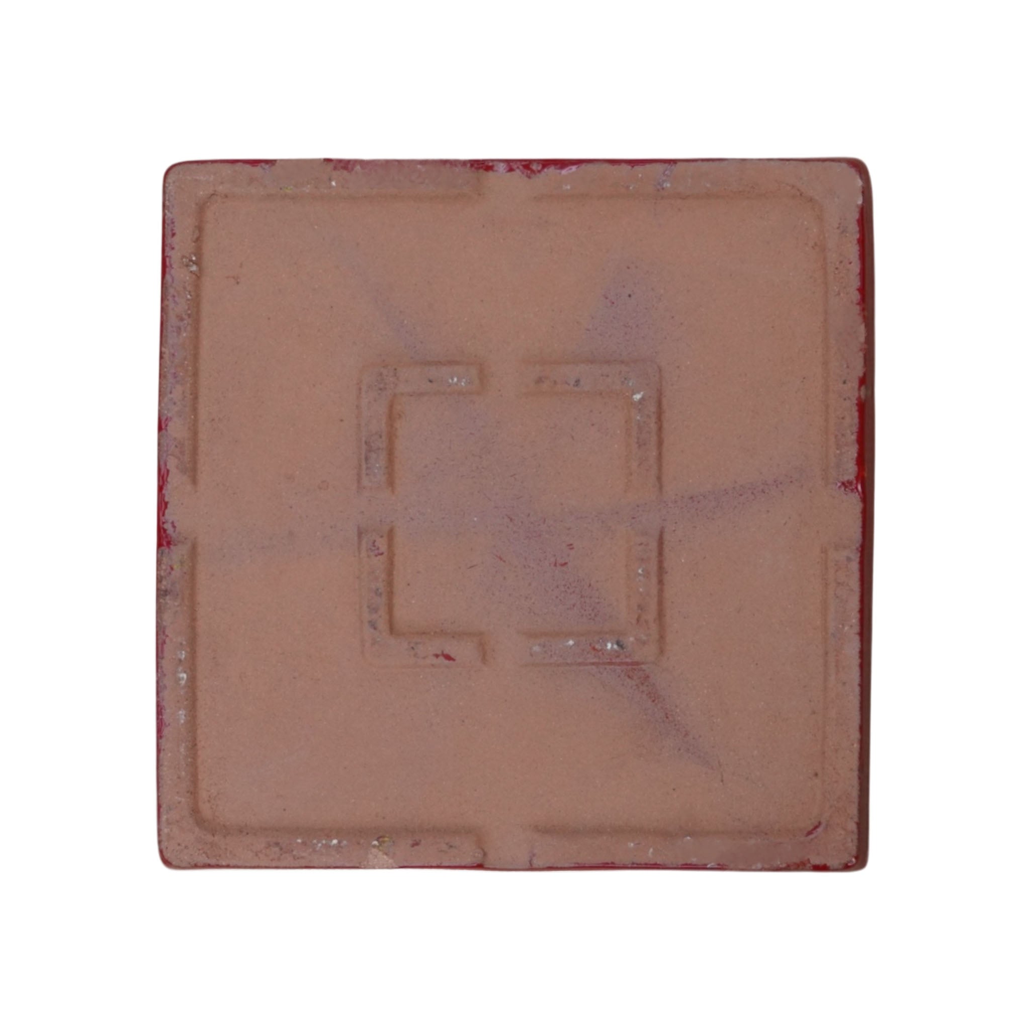 Square Bright Red Ceramic Clay Plant Saucer