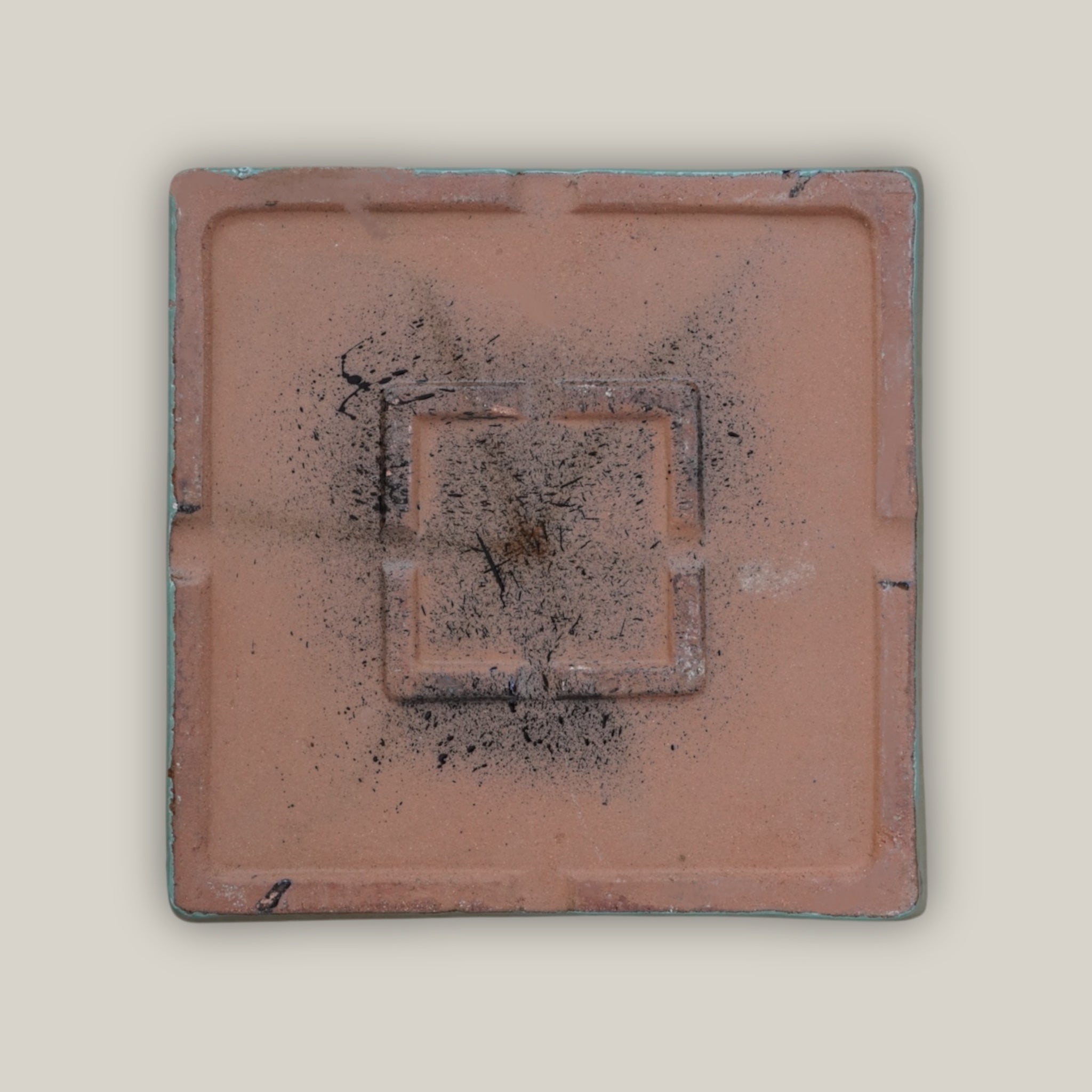 3127L16FS - Square | Green Cream Ceramic Plant Saucer | High Fired Ecofriendly Clay - Sizes 8"-15"