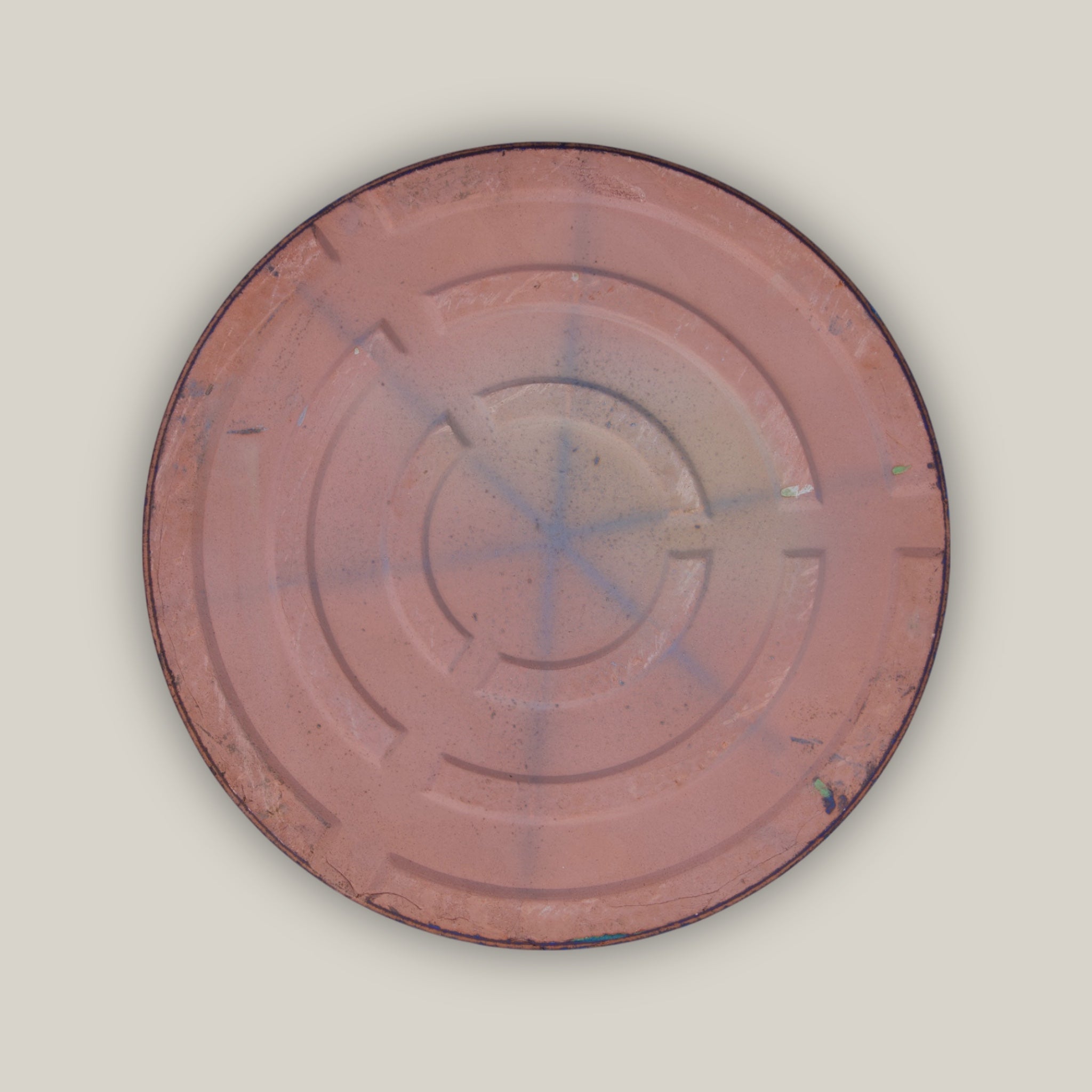 Bottom of Round falling blue ceramic plant saucer