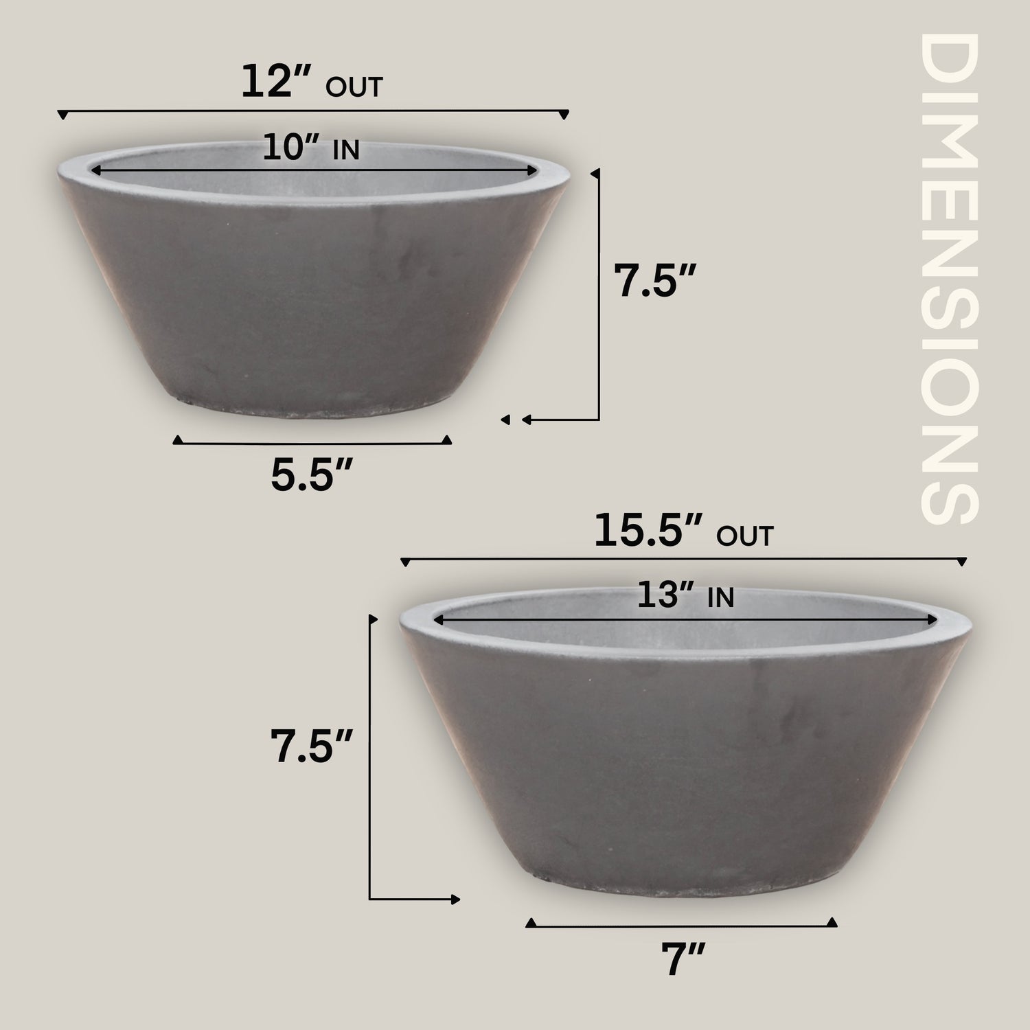 6028H33 - Matte Black Low Cone Pot