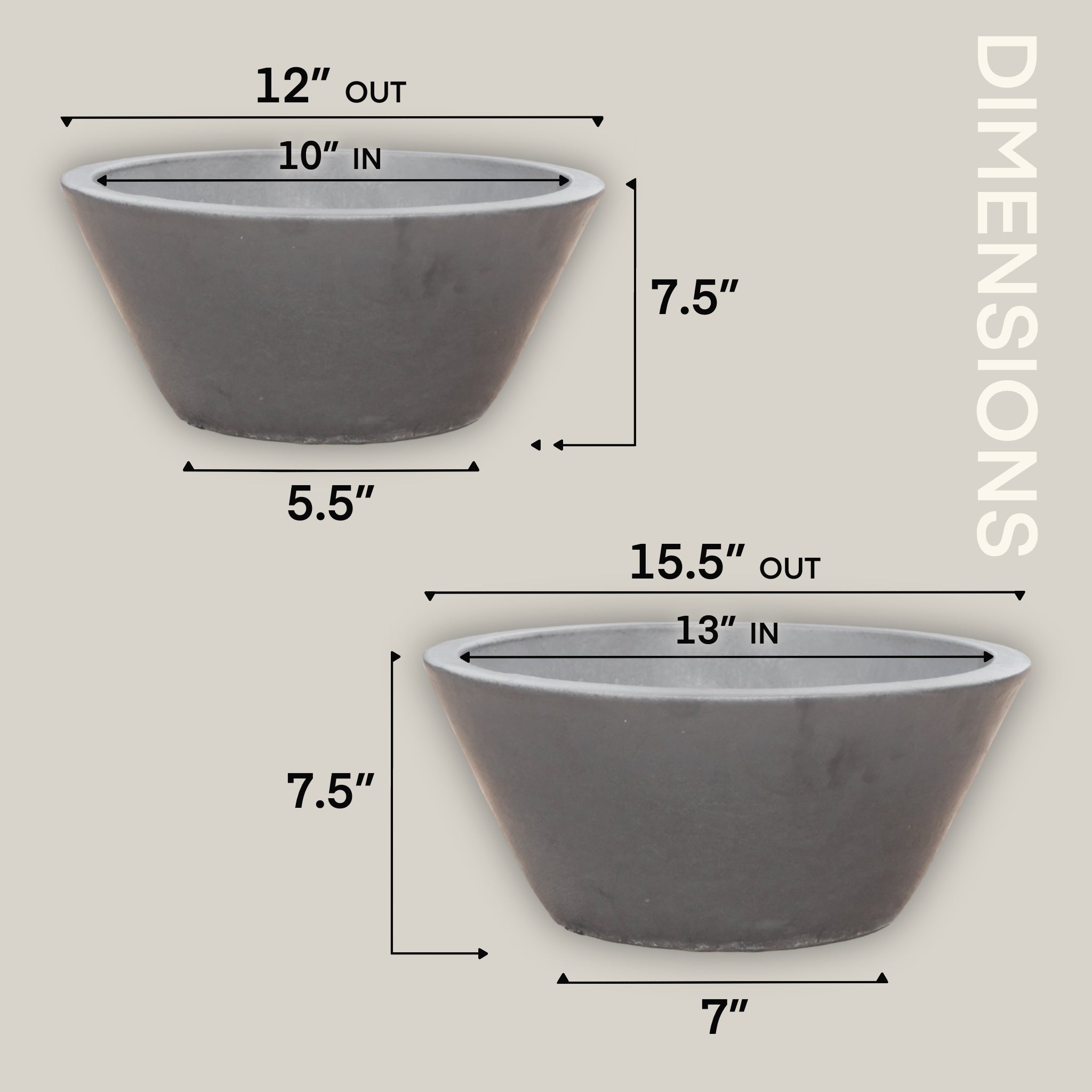 6028H33 - Matte Black Low Cone Pot